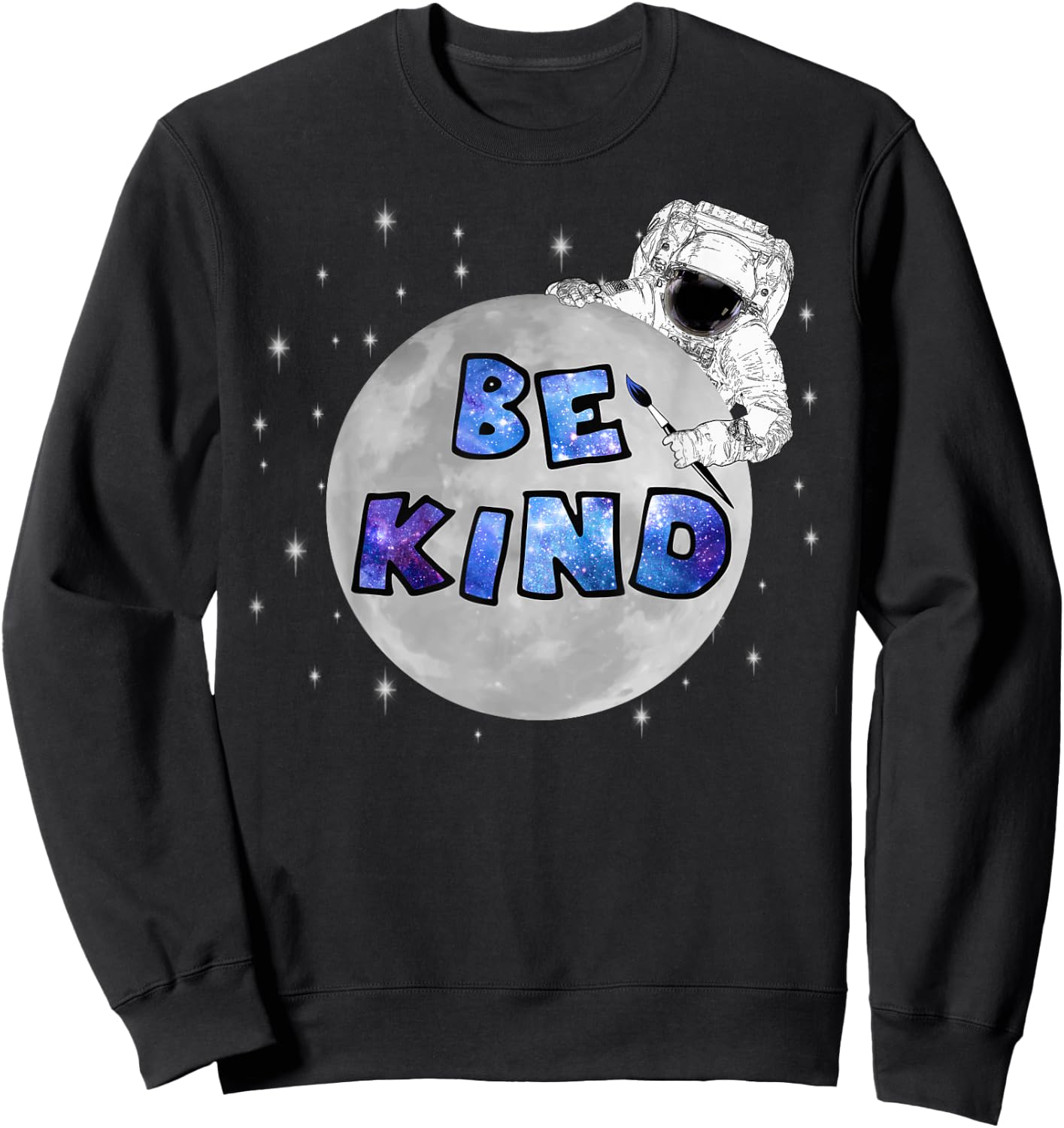 Be Kind Space Stars Astronaut Sweatshirt - Sweatshirt | Black