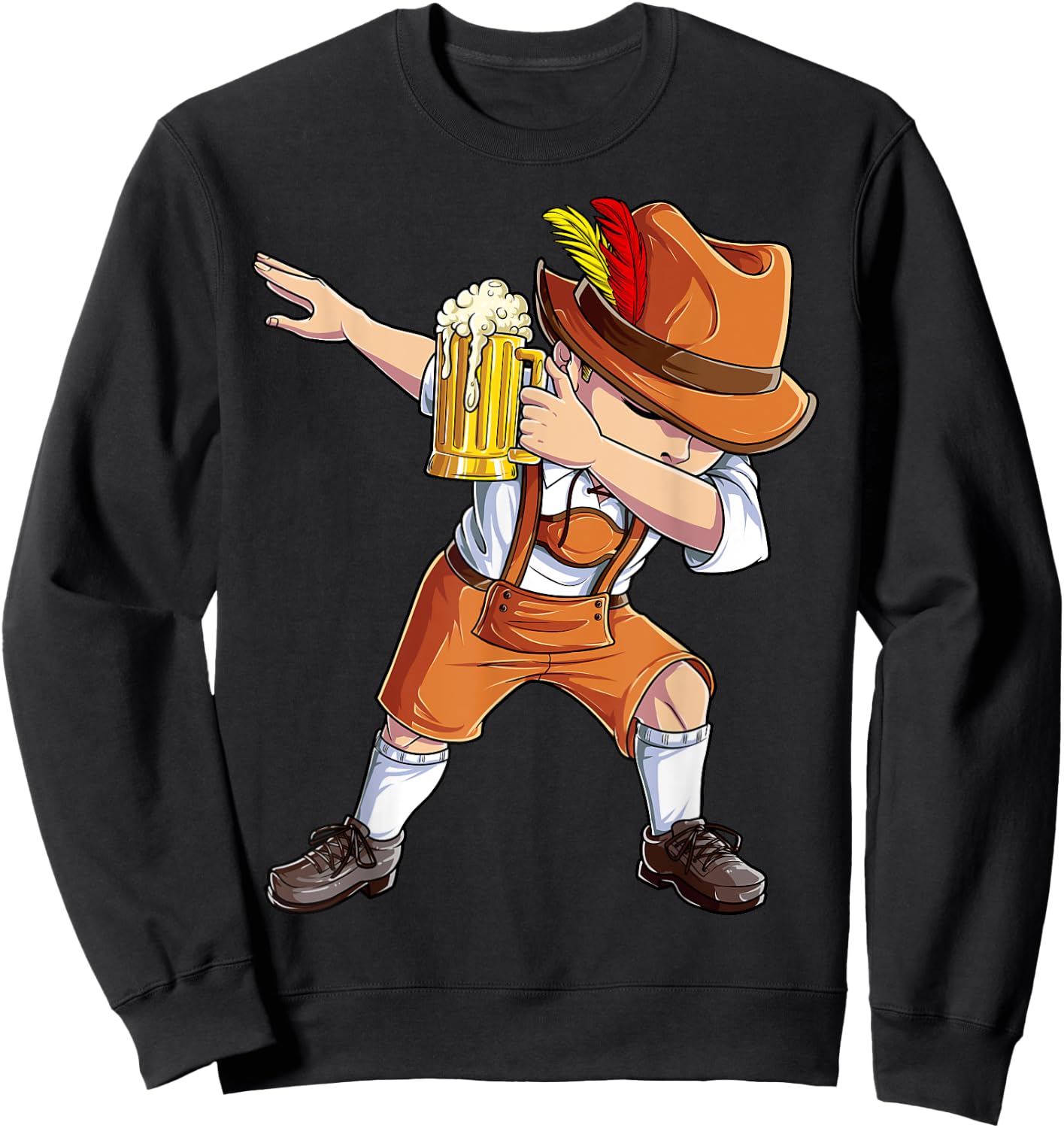 Dabbing German Clothes Oktoberfest Lederhosen Men Cheers Beer Sweatshirt - Sweatshirt | Black