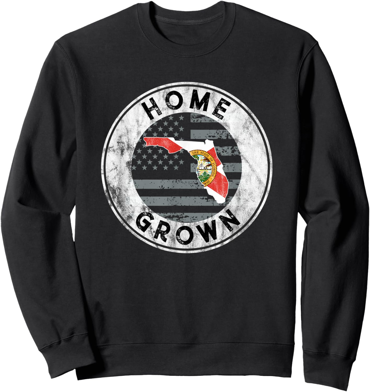 Florida Home Grown State Country American Flag Pride Love FL Women Men Sweatshirt - Sweatshirt | Black
