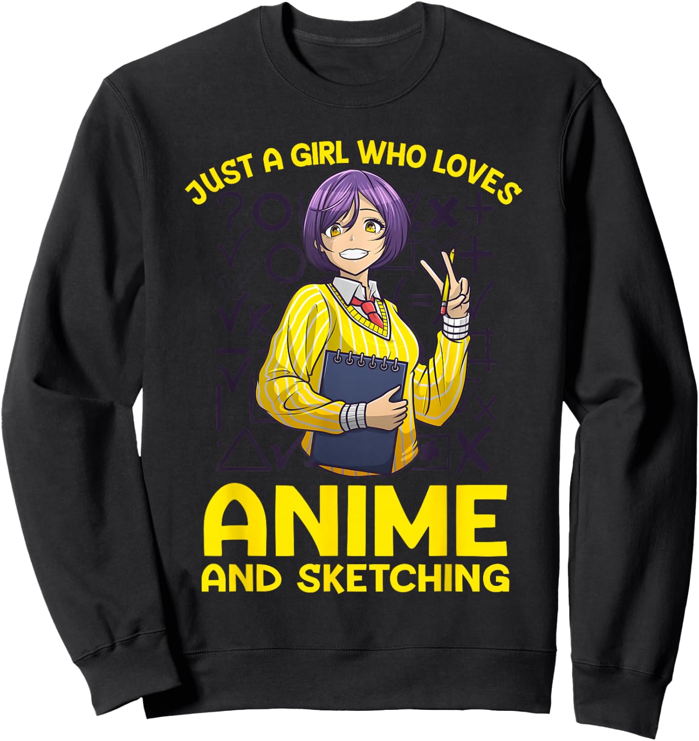Anime Art Teen Girl Anime Merch Sketch Anime Lover Sweatshirt - Sweatshirt | Black