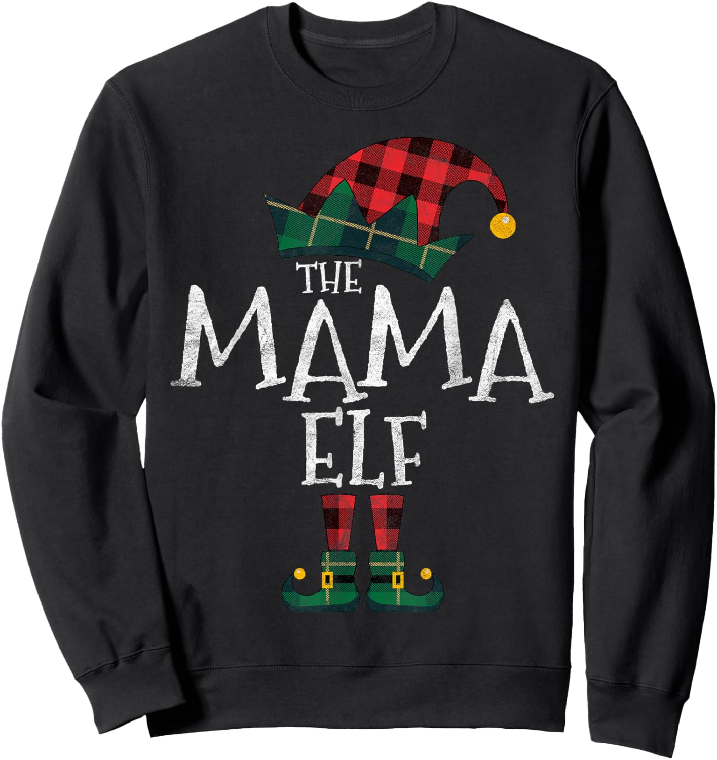 The Mama Elf Matching Family Group Gift Funny Christmas Xmas Sweatshirt - Sweatshirt | Black