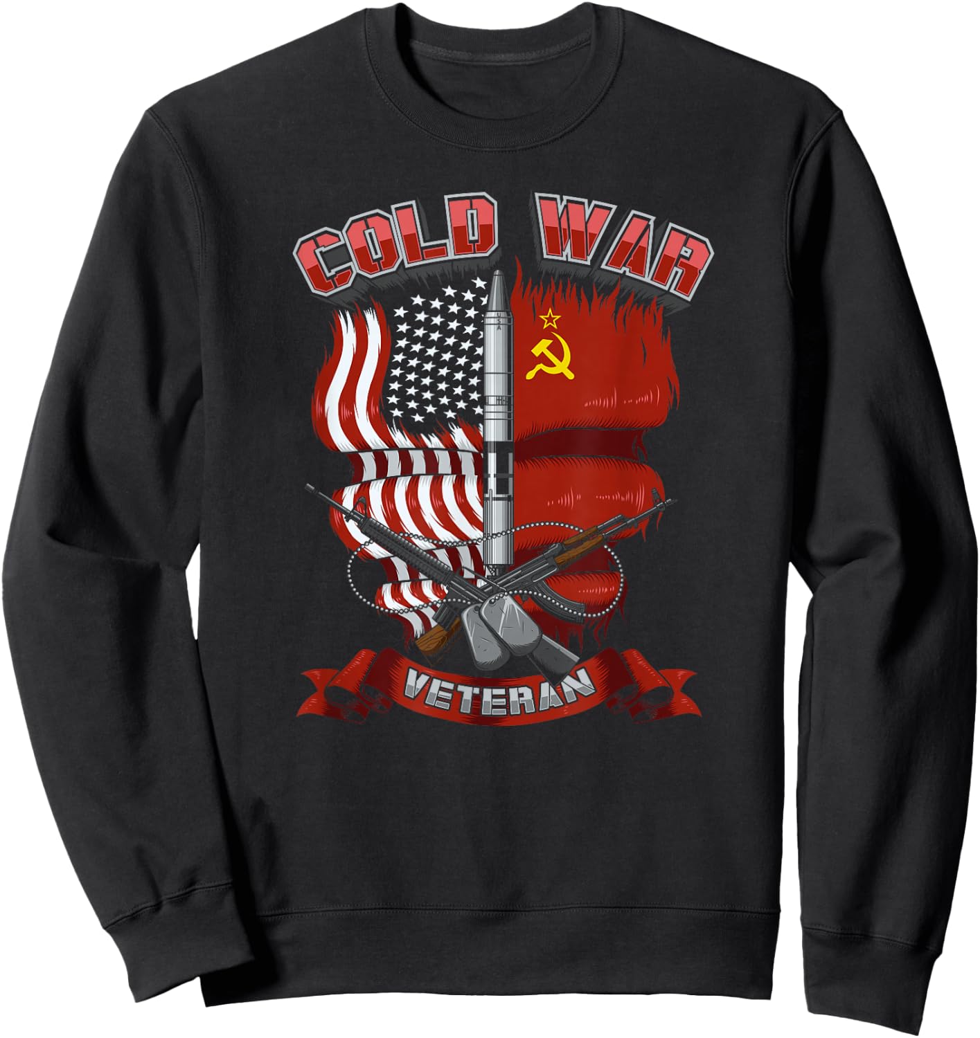 Cold War Veteran Flag Sweatshirt - Sweatshirt | Black