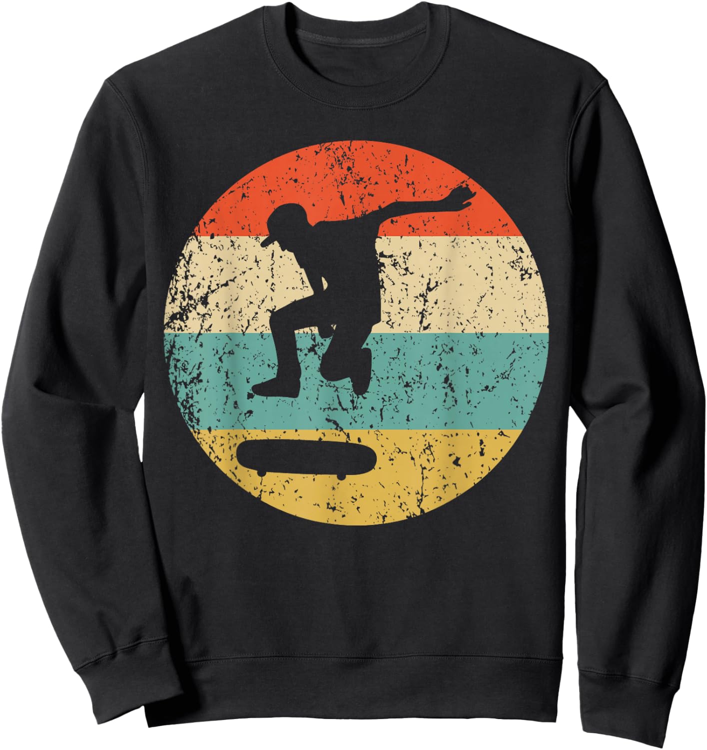 Skateboarding Vintage Retro Skateboarder Sweatshirt - Sweatshirt | Black