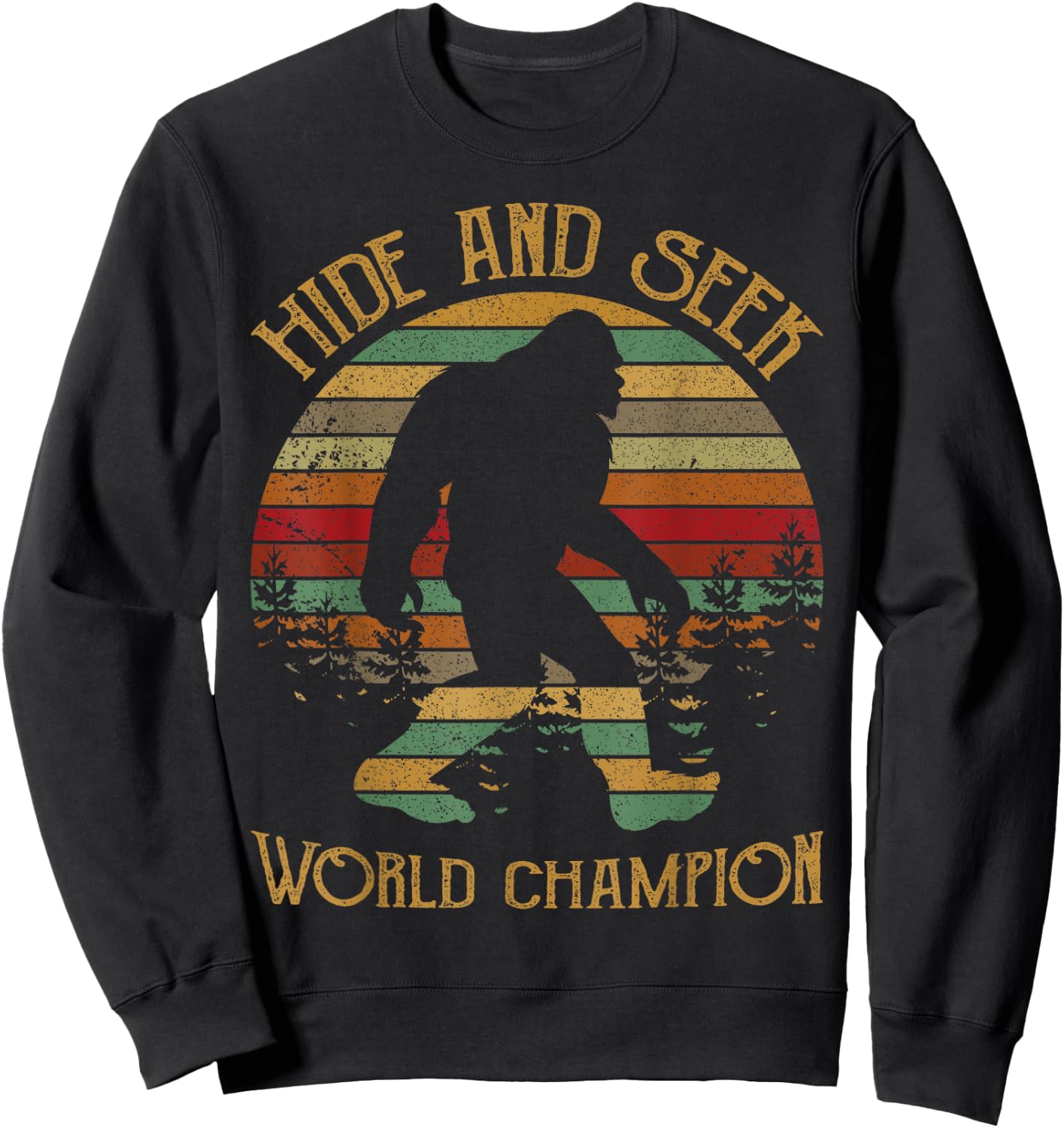 Retro Vintage Bigfoot Yeti Sasquatch Hide And Seek Shirt Sweatshirt - Sweatshirt | Black