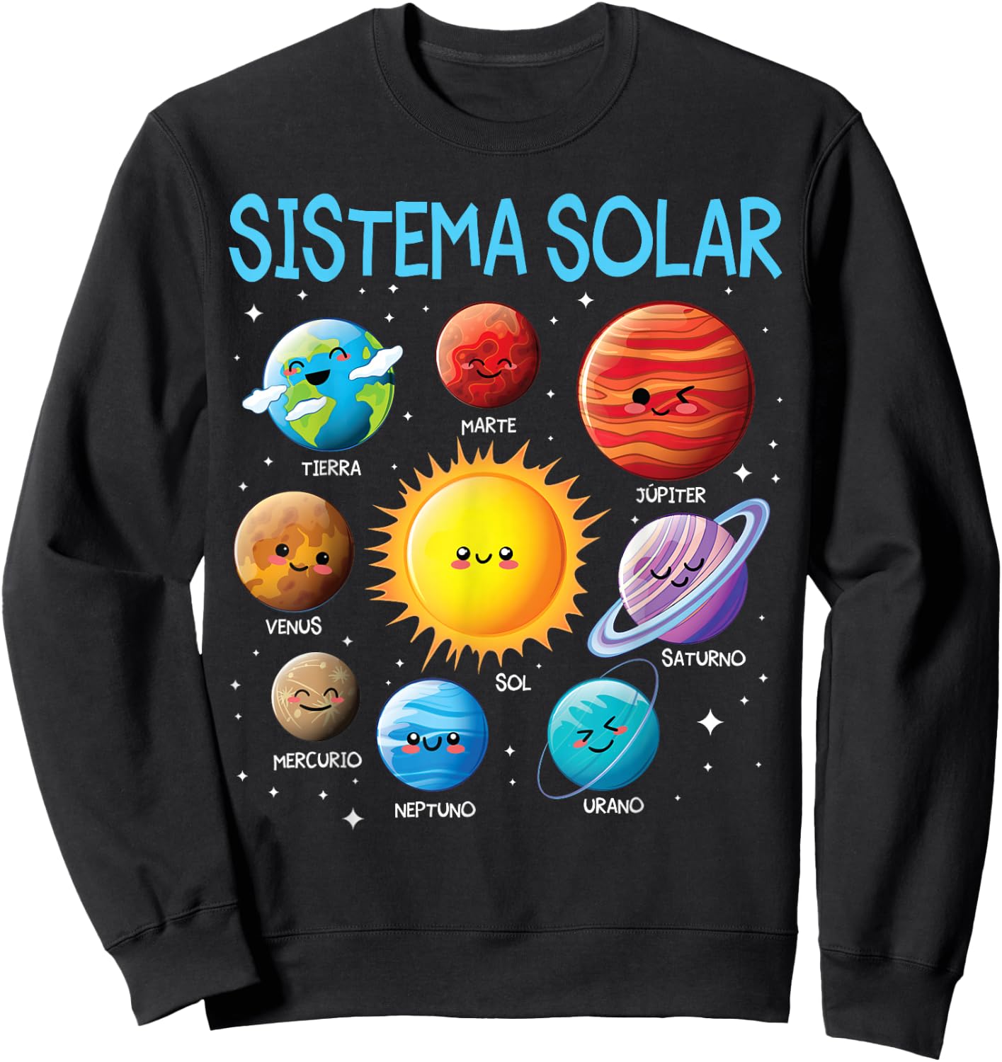 Spanish Solar System Cute Planet Space Español Sistema solar Sweatshirt - Sweatshirt | Black