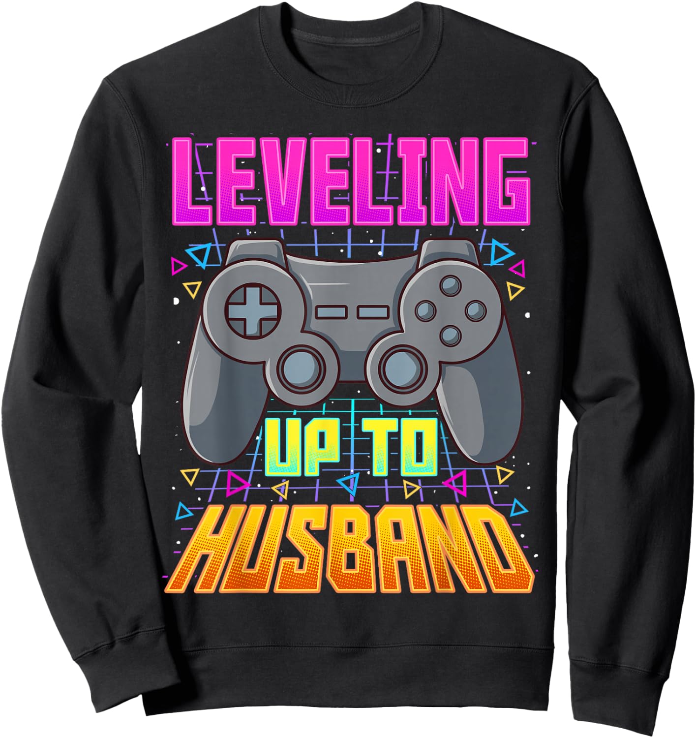 Leveling Up To Husband Shirt Groom Wedding Gamer Engagement Sweatshirt - Sweatshirt | Black