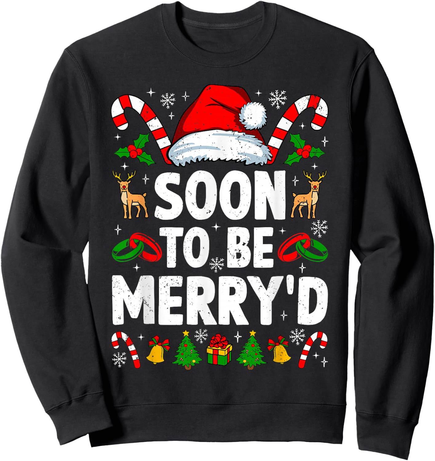 Soon to Be Merry'd Engaged Christmas Squad Couples Fiance Sweatshirt - Sweatshirt | Black