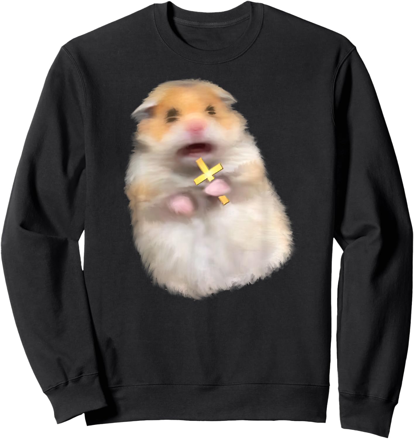 Scared Hamster Meme Kids Cute Christian Hamster Sacred Cross Sweatshirt - Sweatshirt | Black