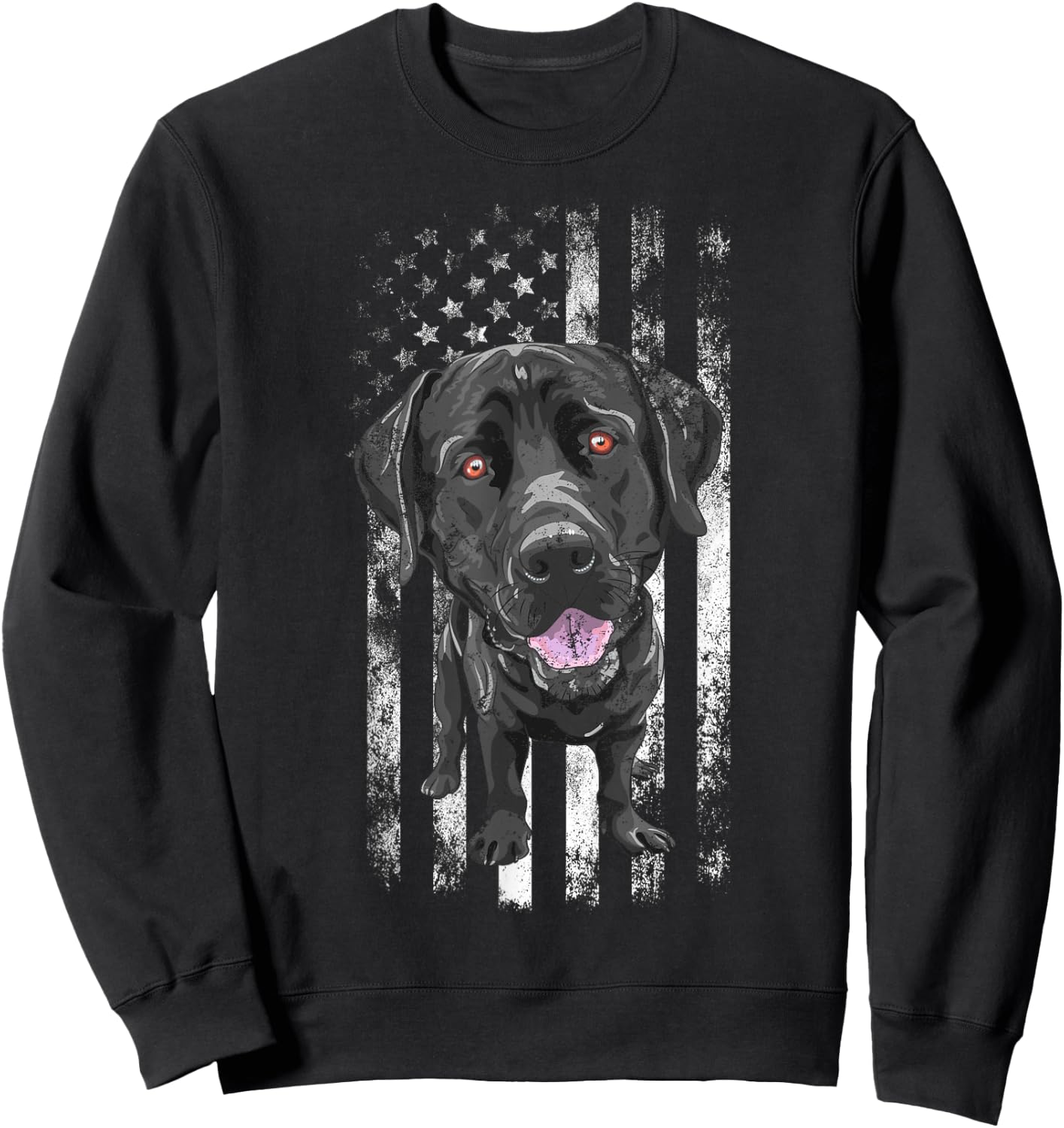 Black Labrador American Flag Patriotic Dog Dad Mom Black Lab Kids Men Sweatshirt - Sweatshirt | Black