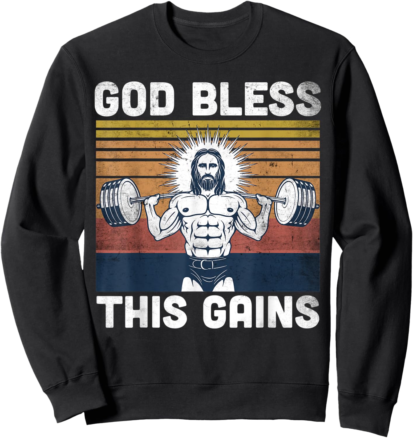 God Bless This Gains - Jesus Workout Strength Sweatshirt - Sweatshirt | Black