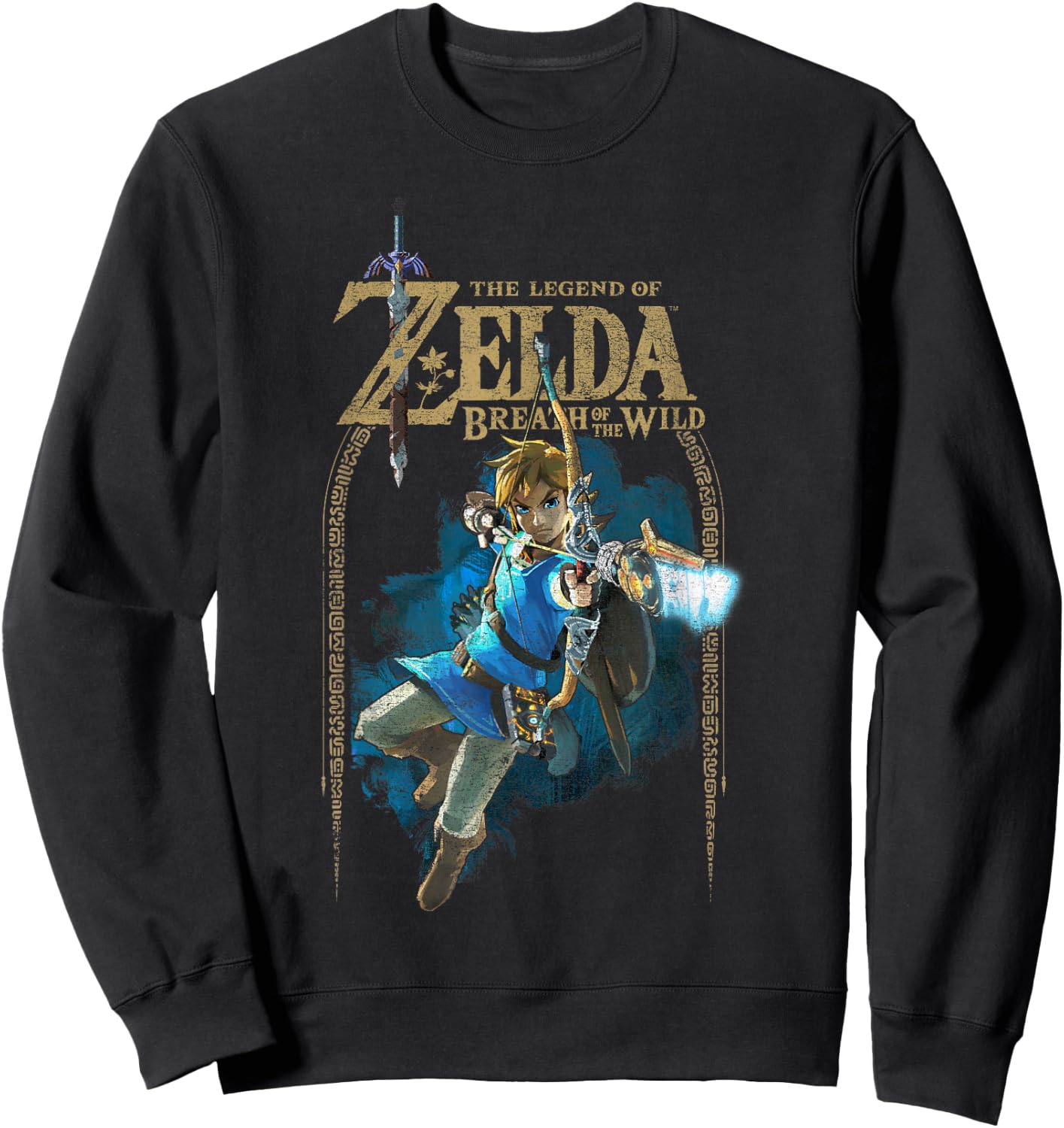 Zelda Breath Of The Wild Link Arch Shot Logo Graphic Sweatshirt - Sweatshirt | Black