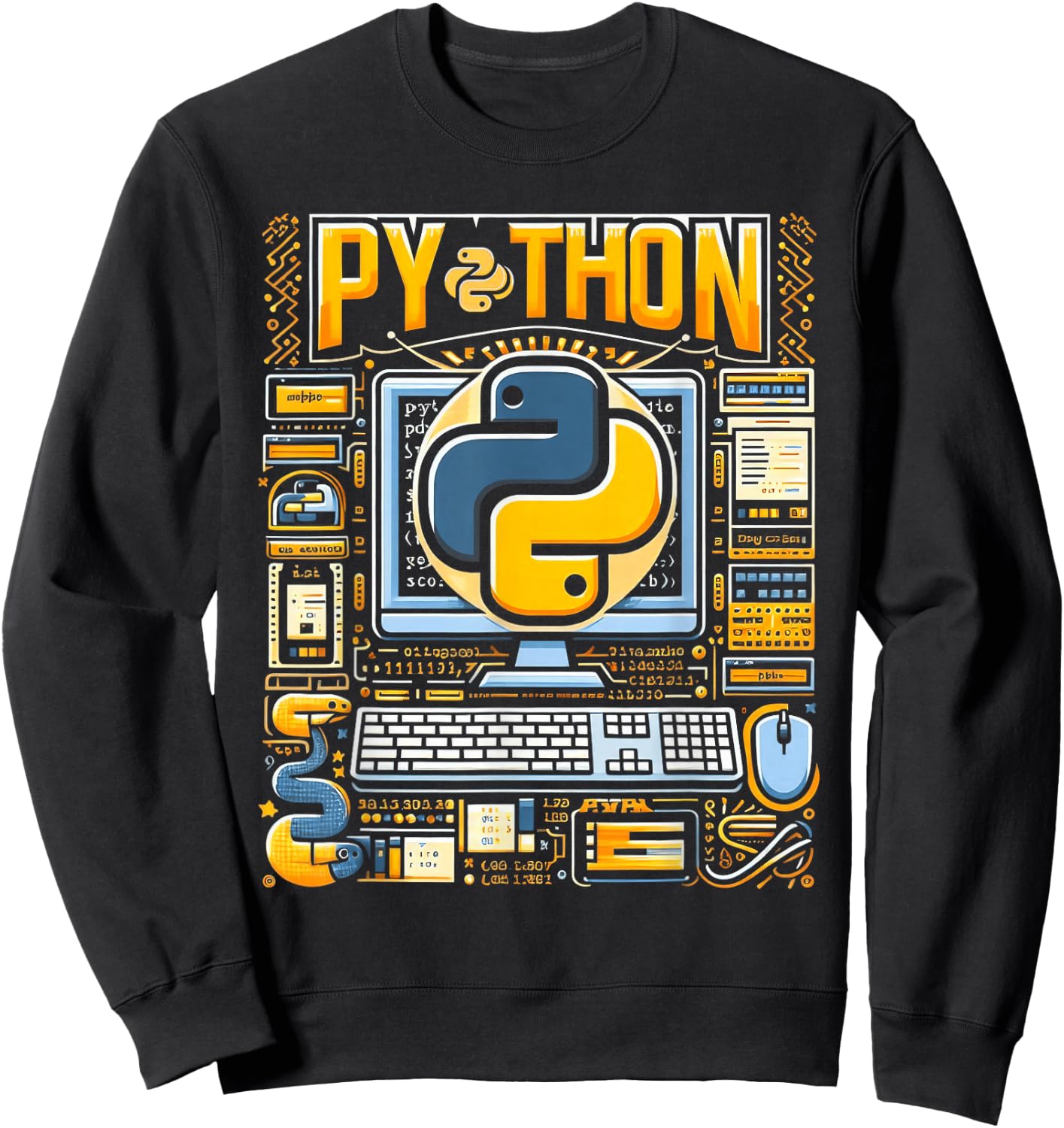 Python Dev Programming Python Programming, -Adults , Black, Small, Short Sleeve Sweatshirt - Sweatshirt | Black