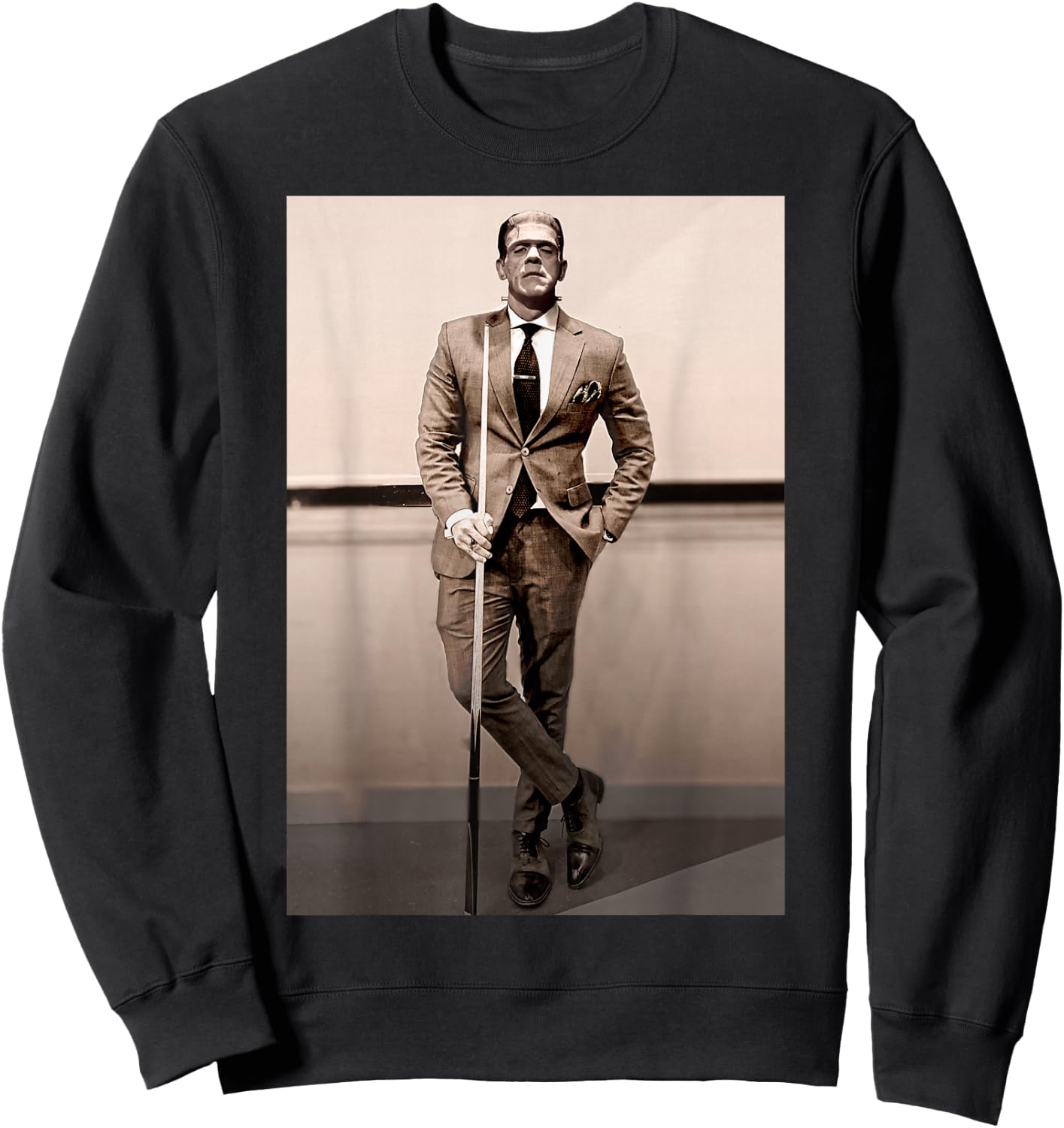Frankenstein Dapper Frankenstein Monster In Suit Halloween Sweatshirt - Sweatshirt | Black