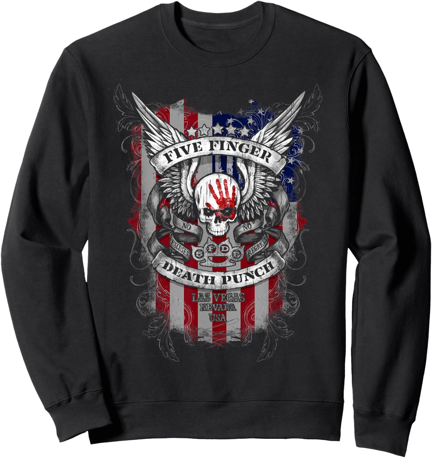 5FDP - No Regrets Stars & Stripes American Flag Sweatshirt - Sweatshirt | Black