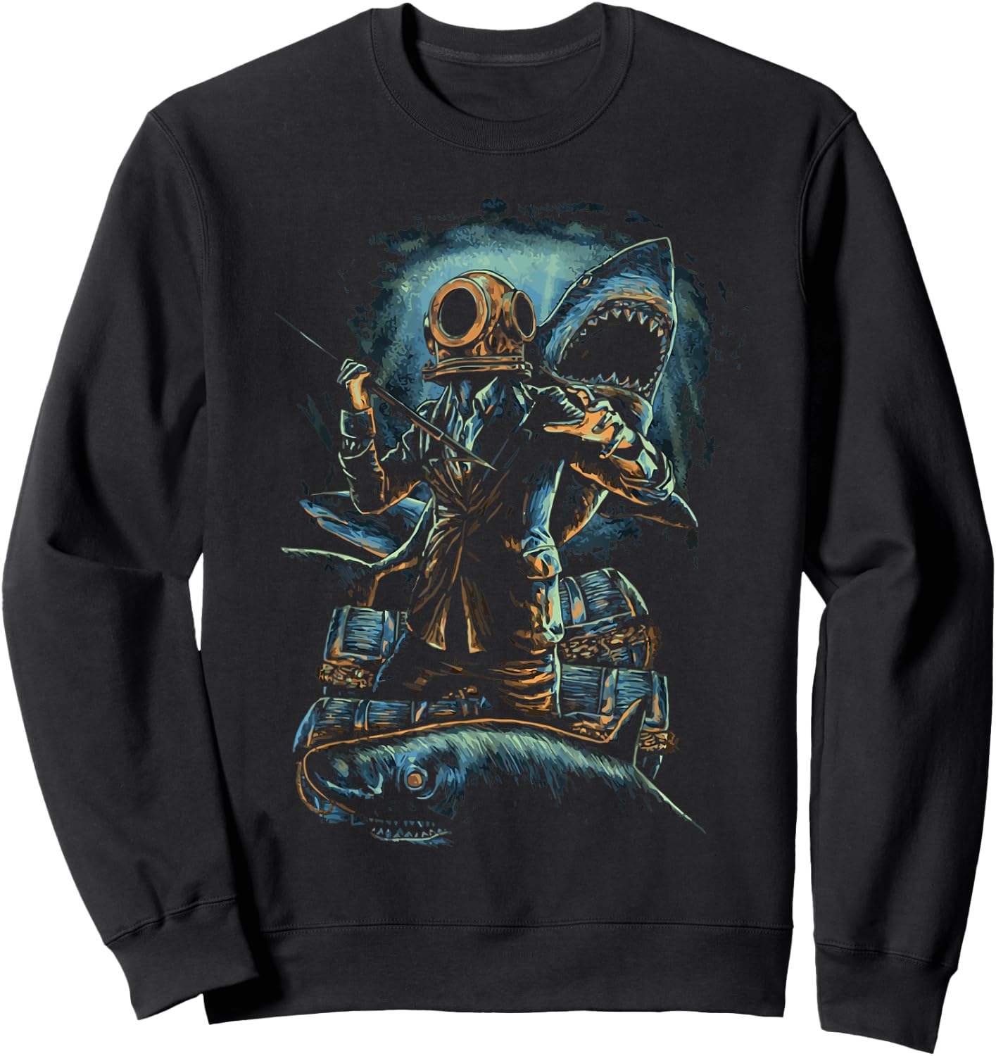 Deep Sea Commercial Diver Fishing, Scuba Diving, Boating Sweatshirt - Sweatshirt | Black