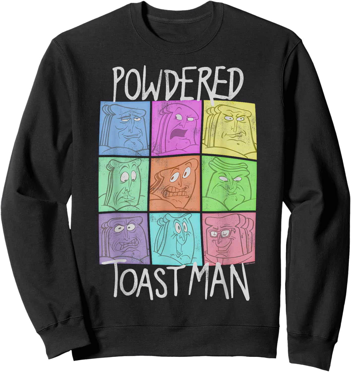 Ren and Stimpy Faces of Powdered Toast Man Sweatshirt - Sweatshirt | Black