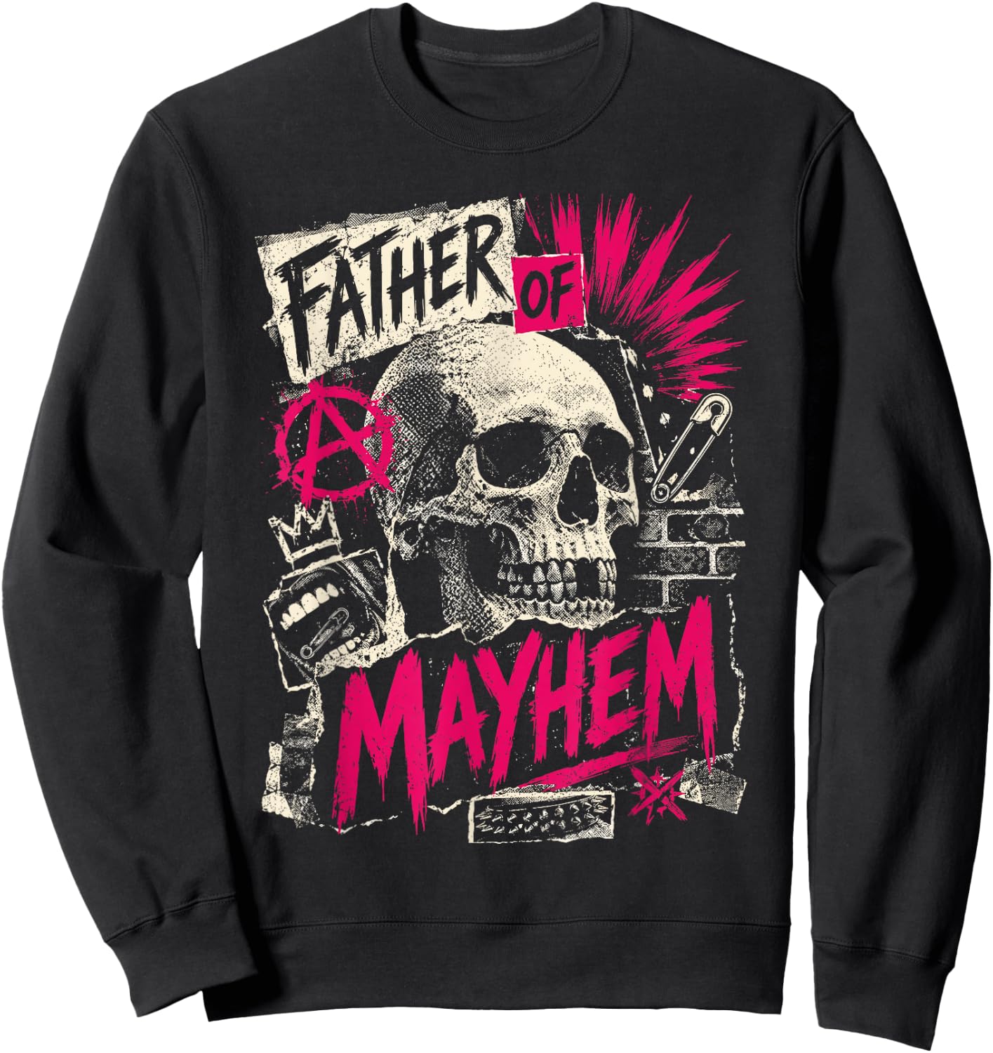 Father's Day Father of Mayhem Funny Dad Matching Family Sweatshirt - Sweatshirt | Black