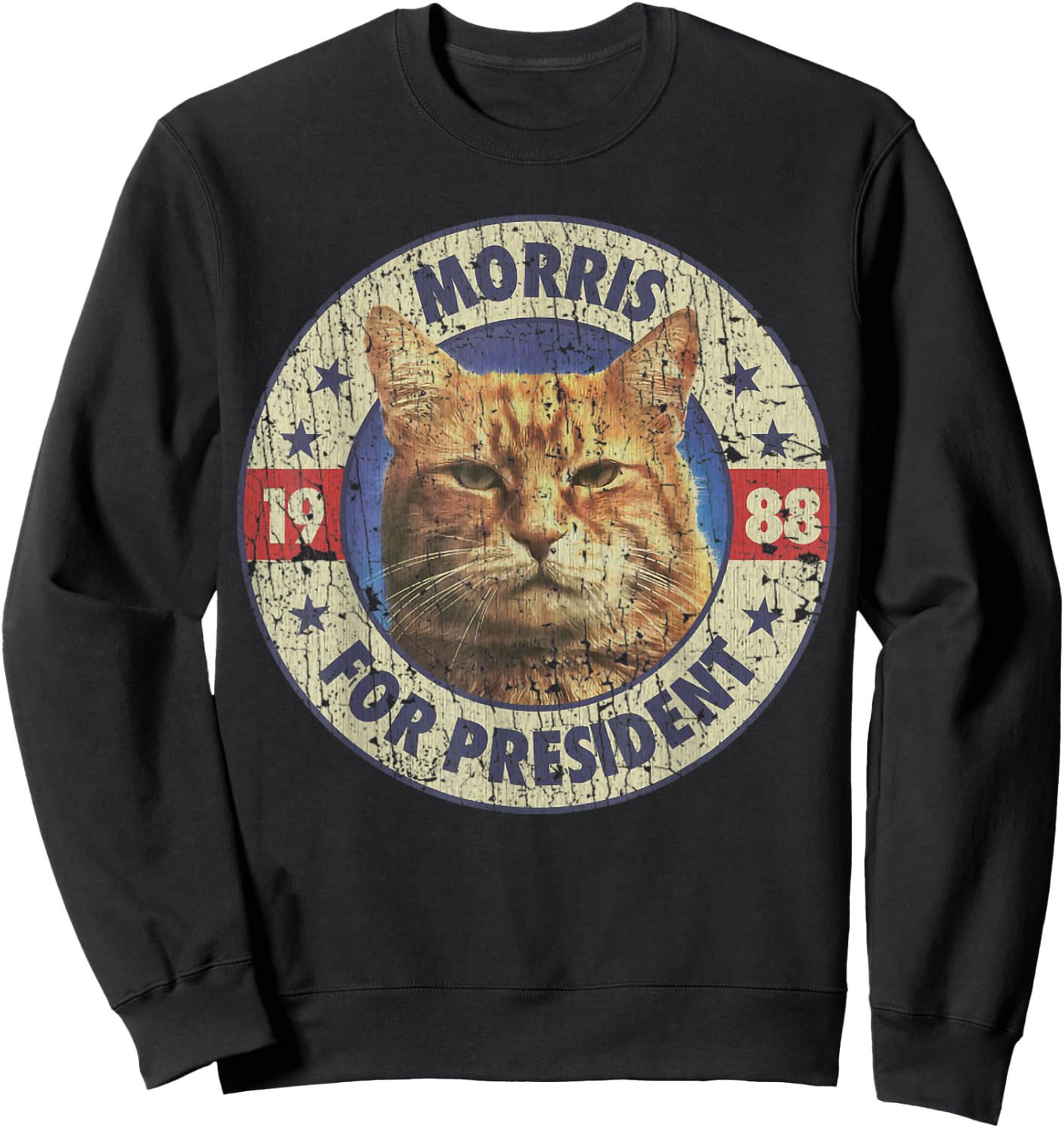 Morris For President Vintage 1988 Cat Lover Sweatshirt - Sweatshirt | Black