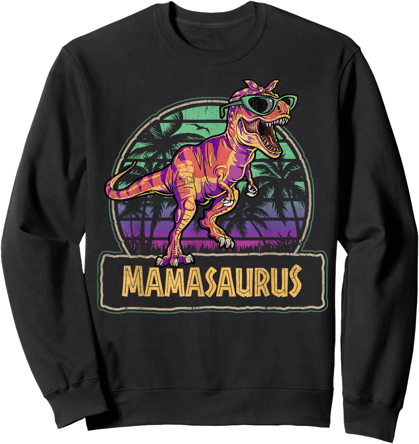 Mamasaurus T Rex Dinosaur Mama Saurus Family Matching Women Sweatshirt - Sweatshirt | Black