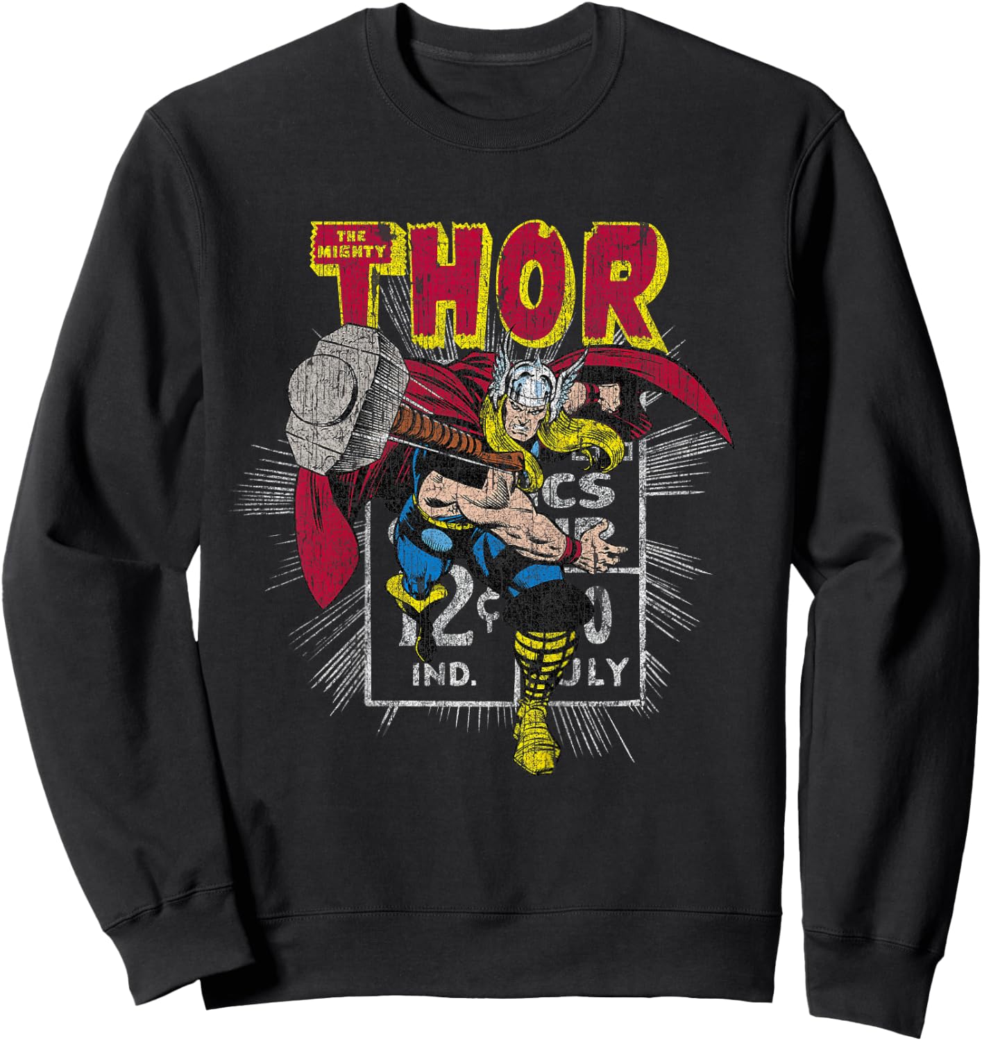 Kids Marvel Mighty Thor Hammer Throw Retro Kids Graphic Sweatshirt - Sweatshirt | Black