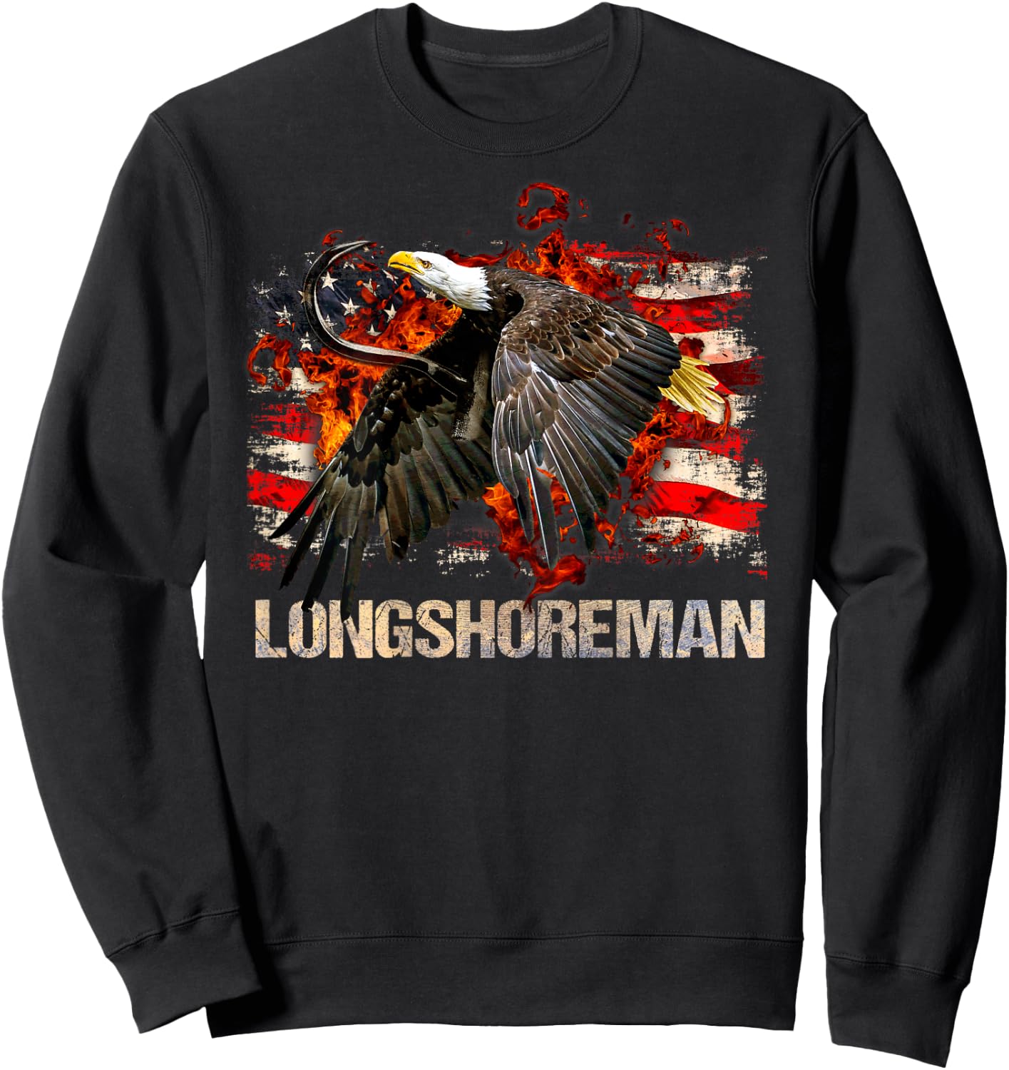 Longshoreman Gifts Patriotic Design On Back Of Clothing Sweatshirt - Sweatshirt | Black