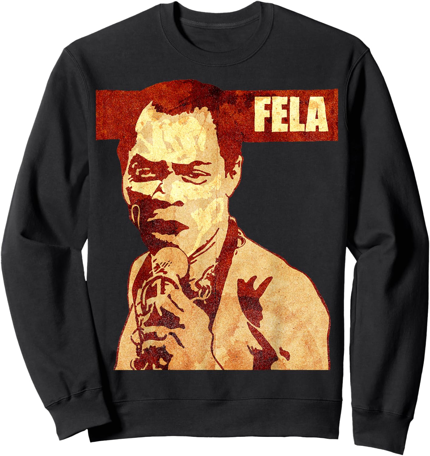 WellRed -Adults Fela Kuti Graphic Black Small Classic Fit Short Sleeve Sweatshirt - Sweatshirt | Black