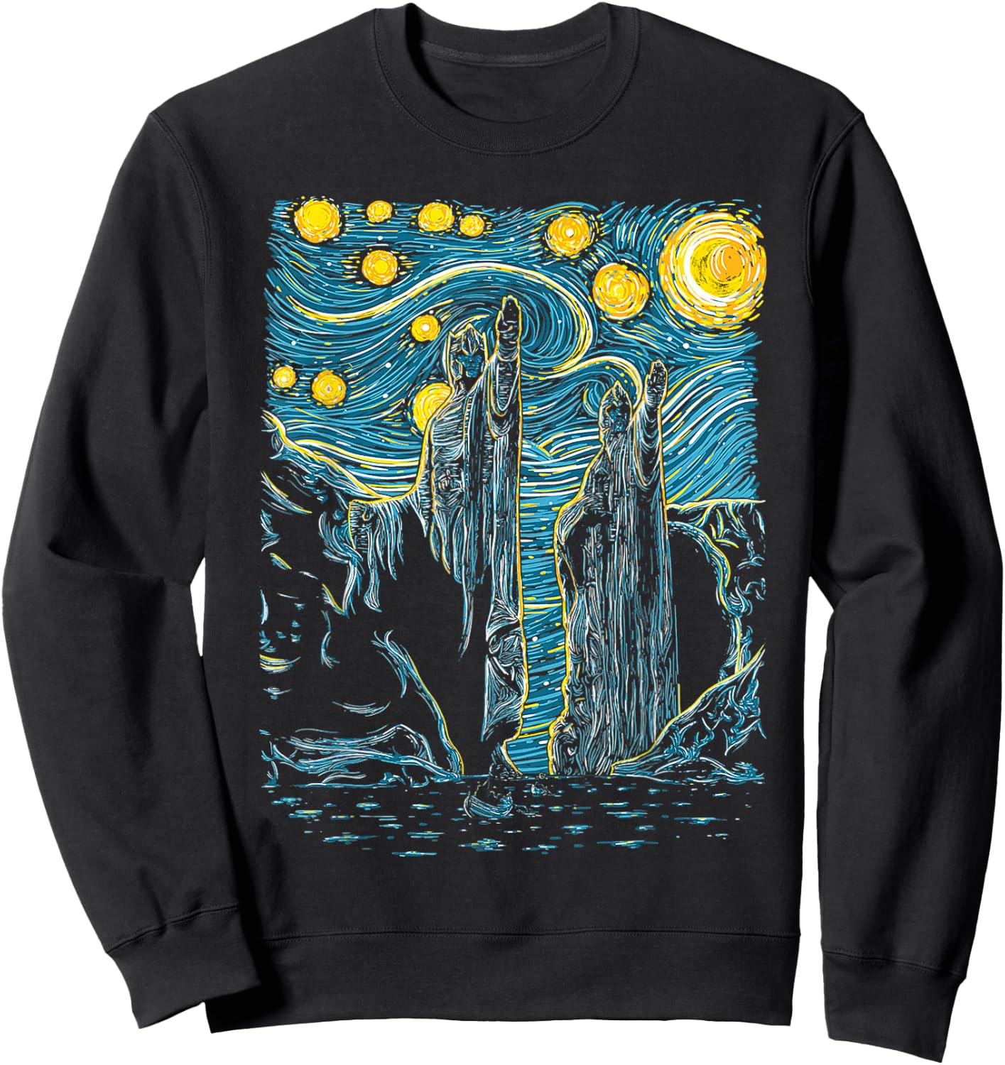 Argonath Starry Night Van Gogh Style Sweatshirt - Sweatshirt | Black