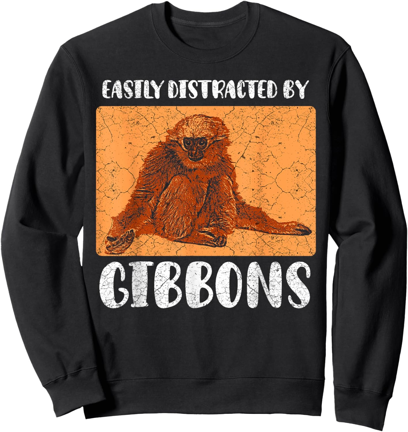 Gibbon Ape Monkey Funny Sweatshirt - Sweatshirt | Black