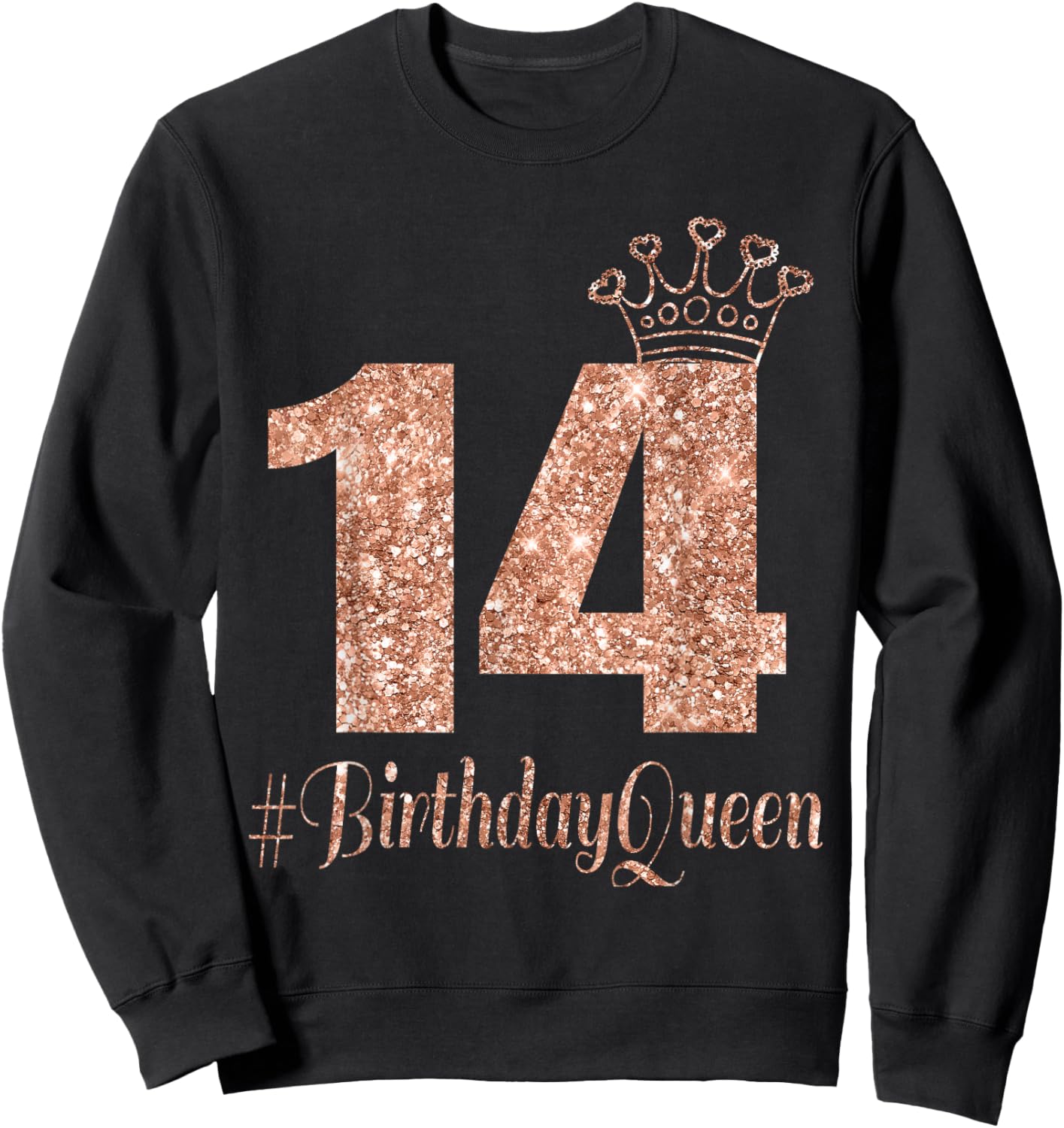 14th Birthday Gifts Girls Double Digits Rose Sweatshirt - Sweatshirt | Black