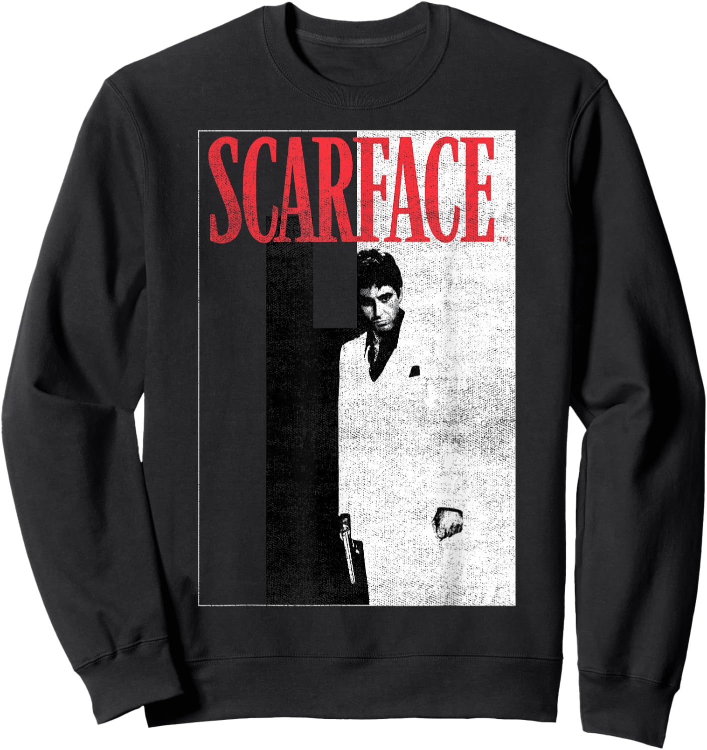 Scarface Distressed Movie Poster Photo Sweatshirt - Sweatshirt | Black
