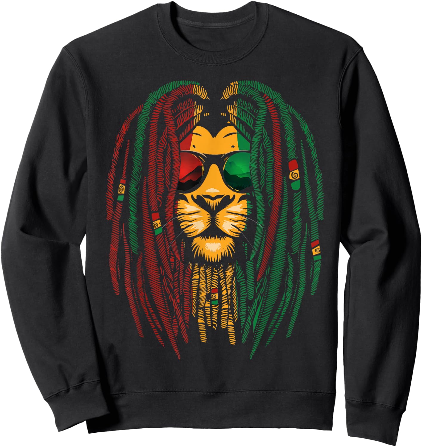 Lion Dreadlocks Reggae Wild Cat Rasta Africa Rastafarian Sweatshirt - Sweatshirt | Black