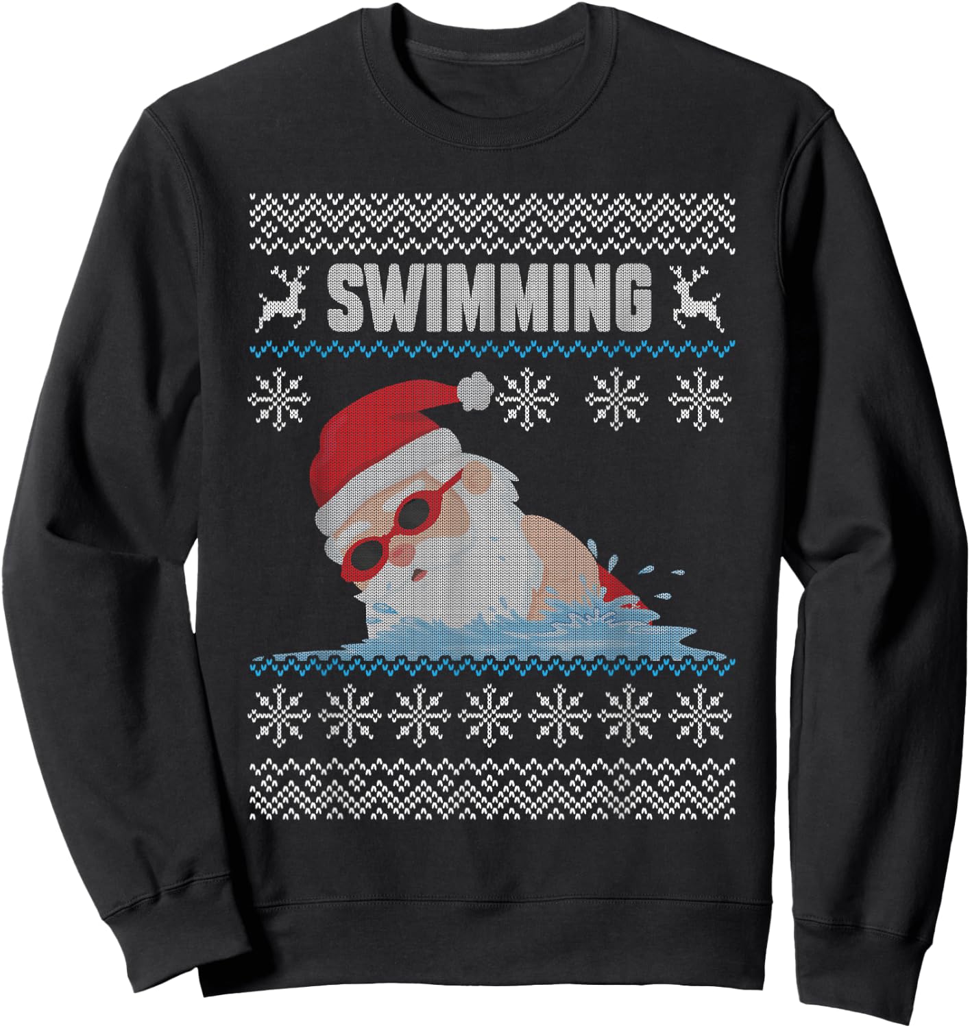 Swimming Santa Claus Swimming Pool Ugly Christmas Swimmer Sweatshirt - Sweatshirt | Black