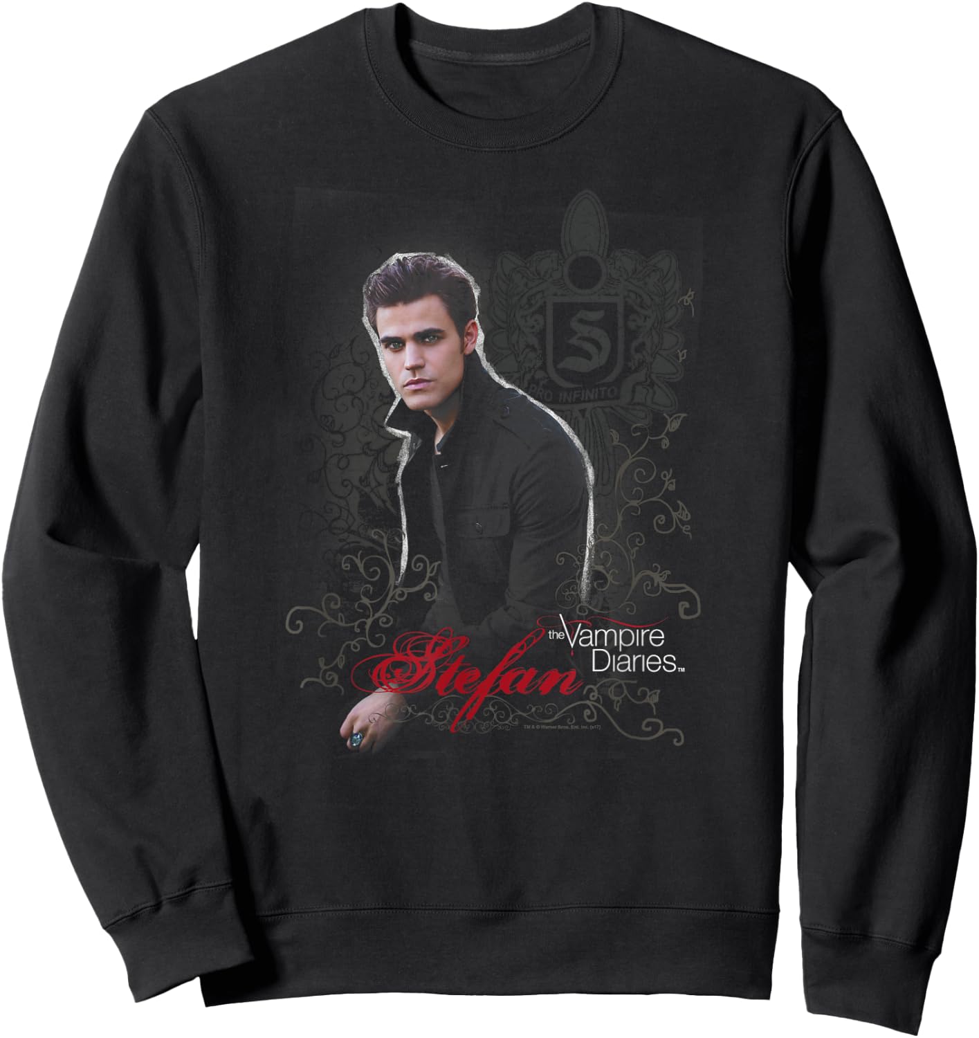 Warner Bros. Vampire Diaries Stefan -Adults Black Short Sleeve , Small Sweatshirt - Sweatshirt | Black