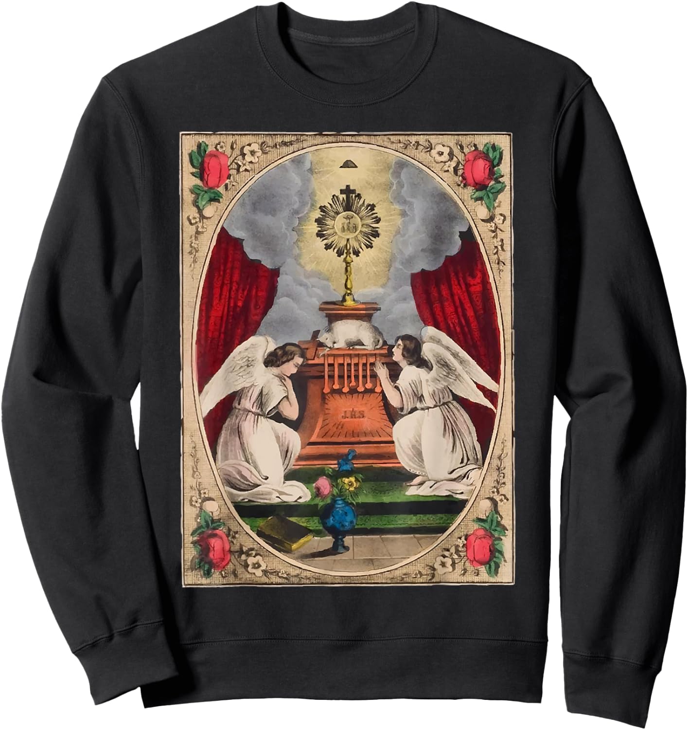 Holy Sacrament Eucharistic Adoration Catholic Altar Lamb Sweatshirt - Sweatshirt | Black
