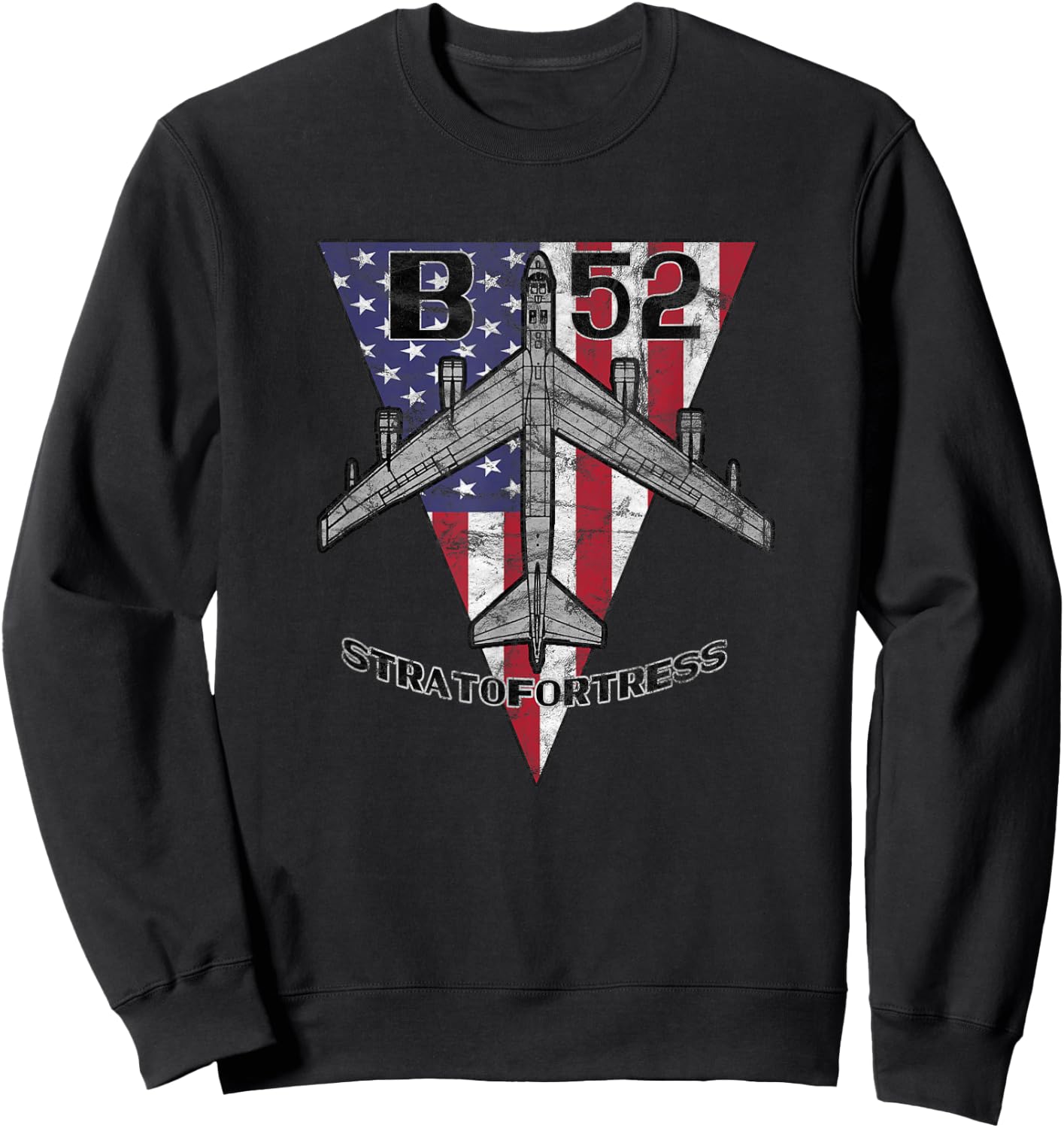 B-52 Stratofortress Airplane Patriotic Airplane Vintage Sweatshirt - Sweatshirt | Black