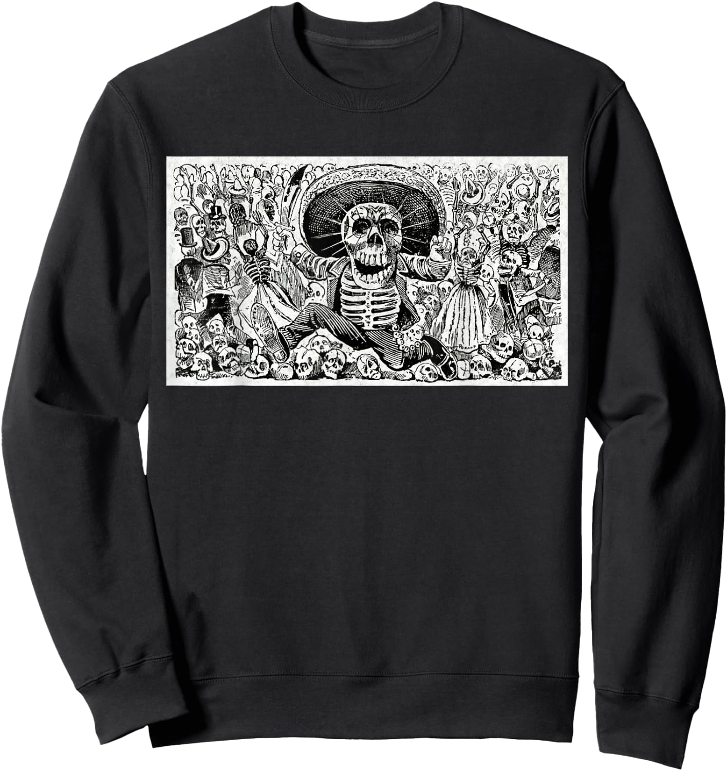 Calaveras Oaxaquena Mexican Jose Guadalupe Posada Mexico Sweatshirt - Sweatshirt | Black
