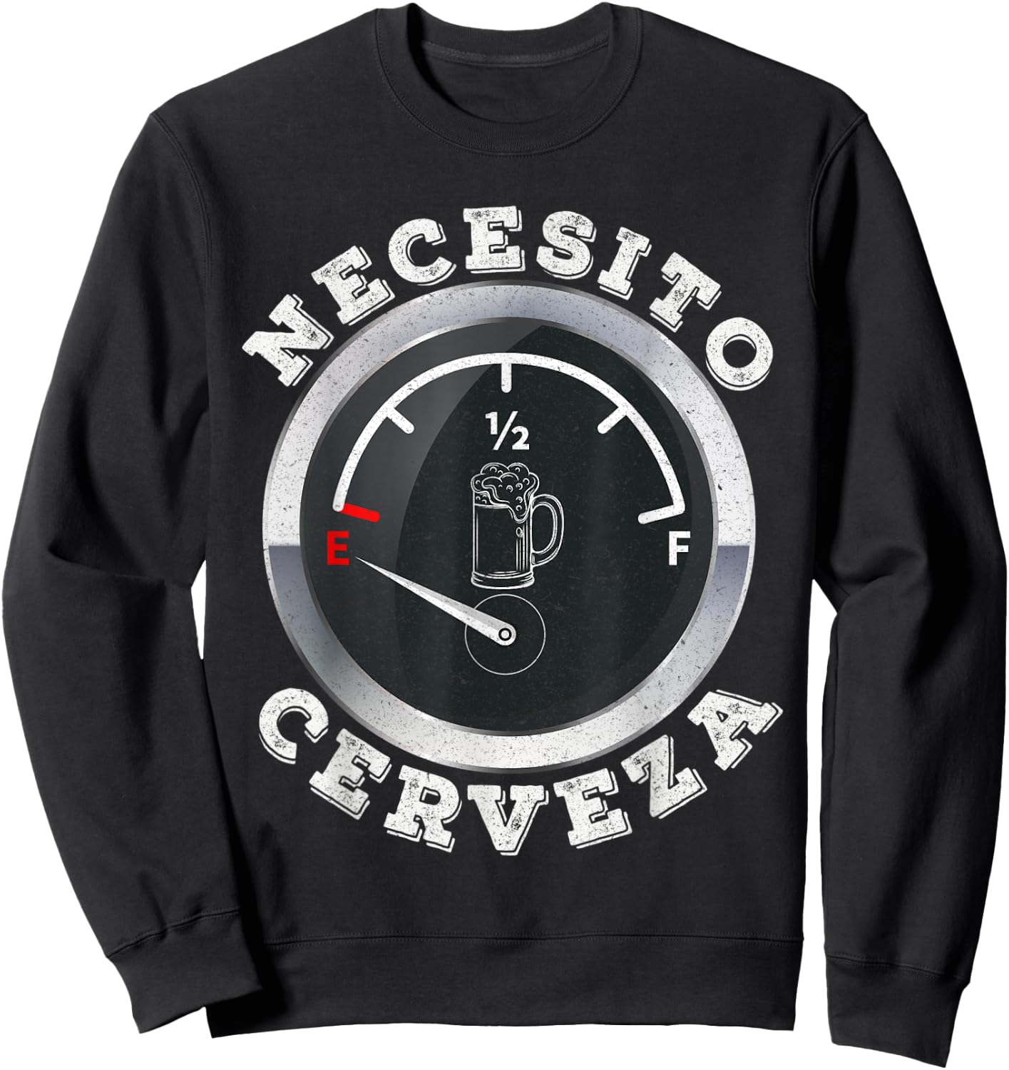 Mexican Beer Lover Gift - Necesito Cerveza Fuel Odometer Sweatshirt - Sweatshirt | Black