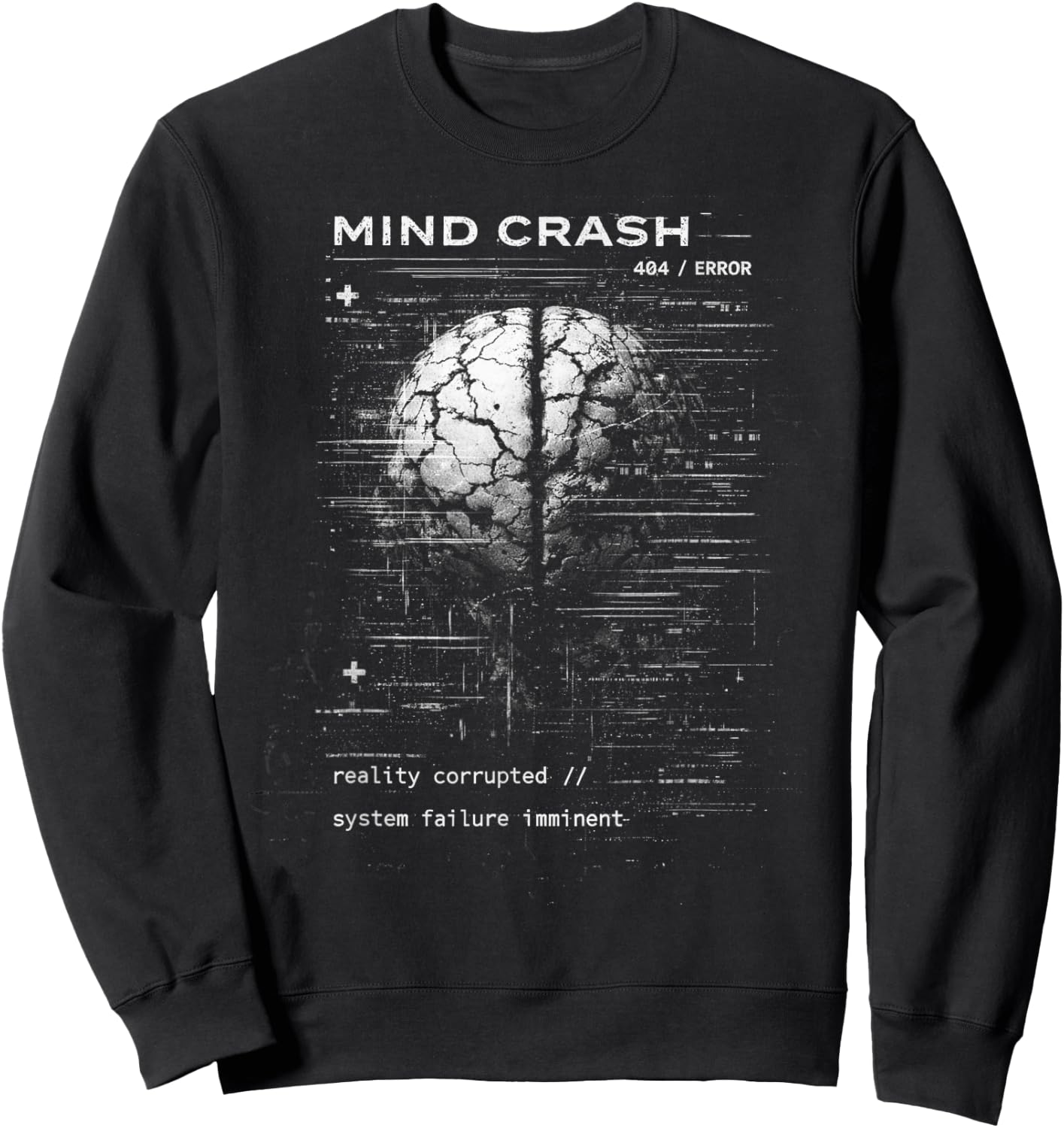 Mind Crash Error Glitch Brain Sweatshirt - Sweatshirt | Black