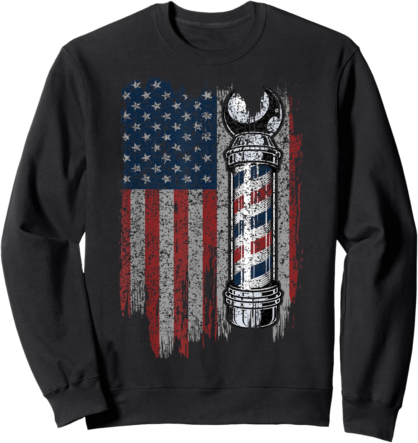 American Flag Barber - Barbershop Gift Patriotic Barber Men Sweatshirt - Sweatshirt | Black