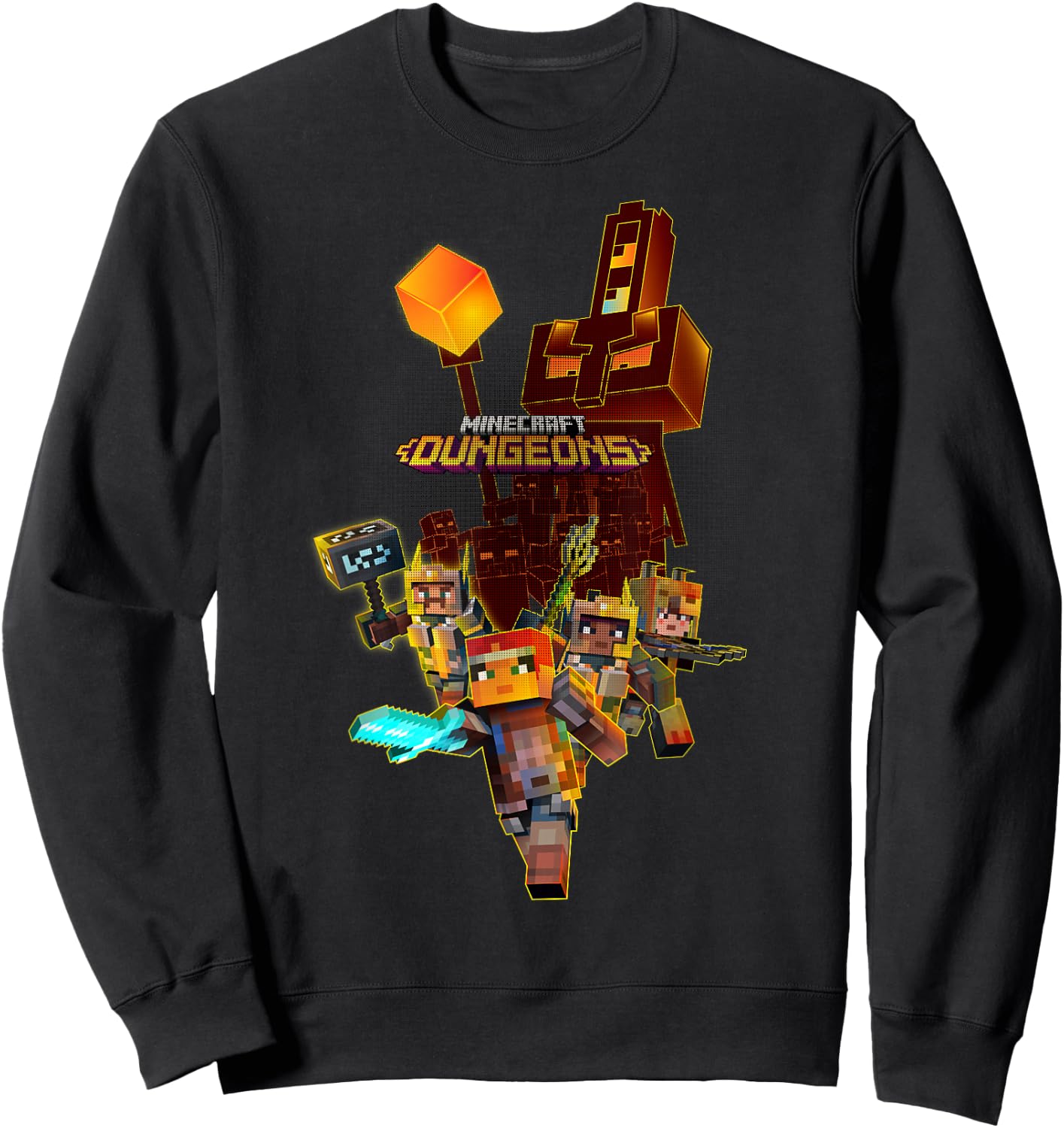 Minecraft Dungeons Group Fighters Poster Sweatshirt - Sweatshirt | Black