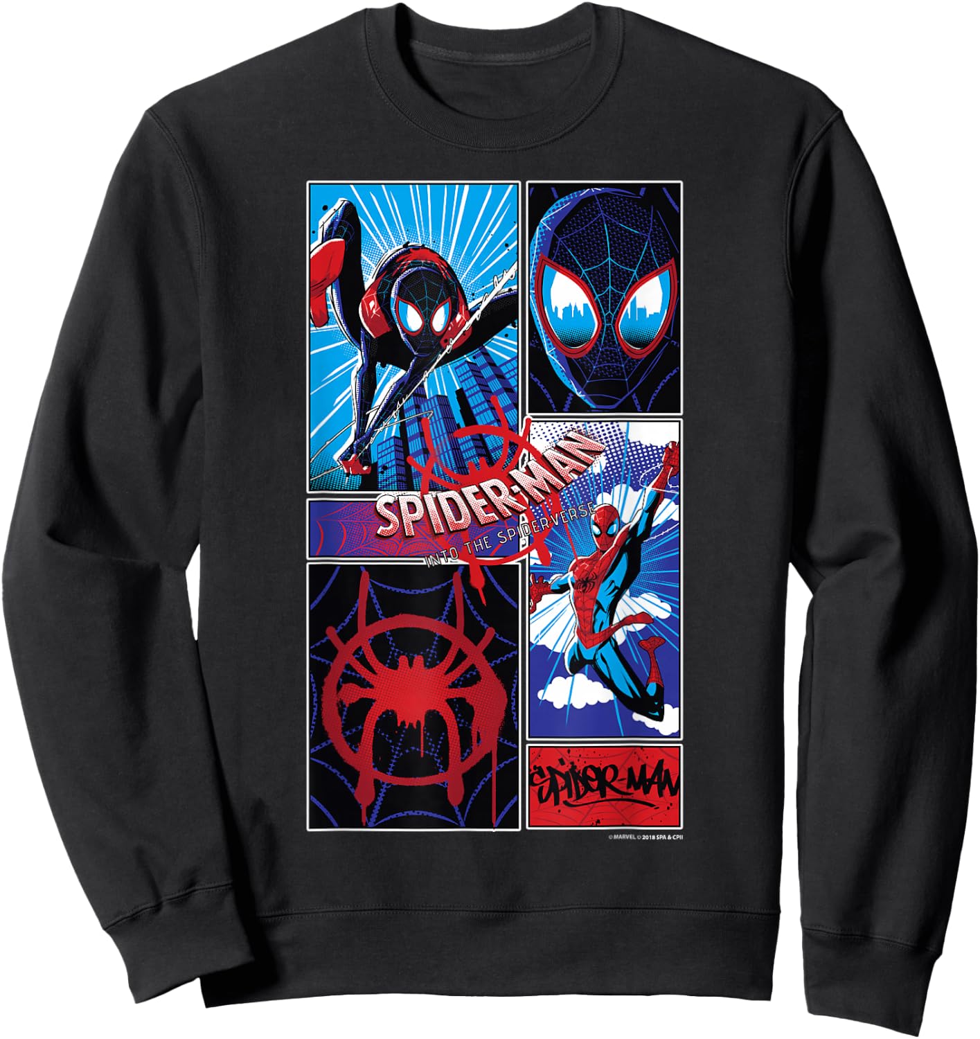Marvel Spider-Man Spiderverse Miles & Peter Graphic Small Sweatshirt - Sweatshirt | Black
