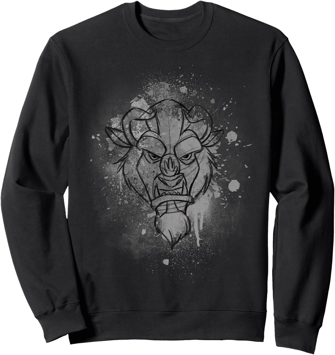Disney Beauty And The Beast Ink Splatter Beast Sweatshirt - Sweatshirt | Black