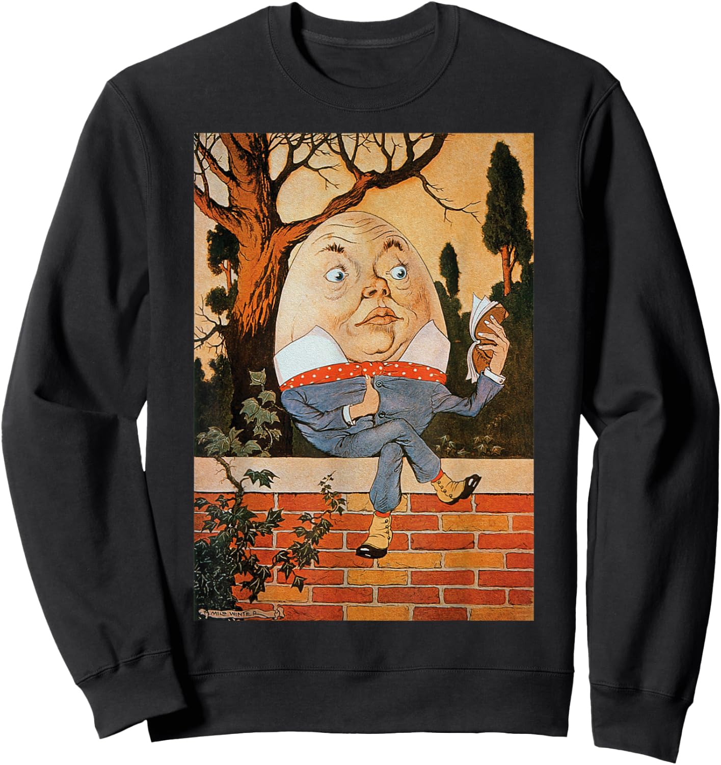 Classic Fairytale Nursery Rhymes Humpty Dumpty Sat on a Wall Sweatshirt - Sweatshirt | Black