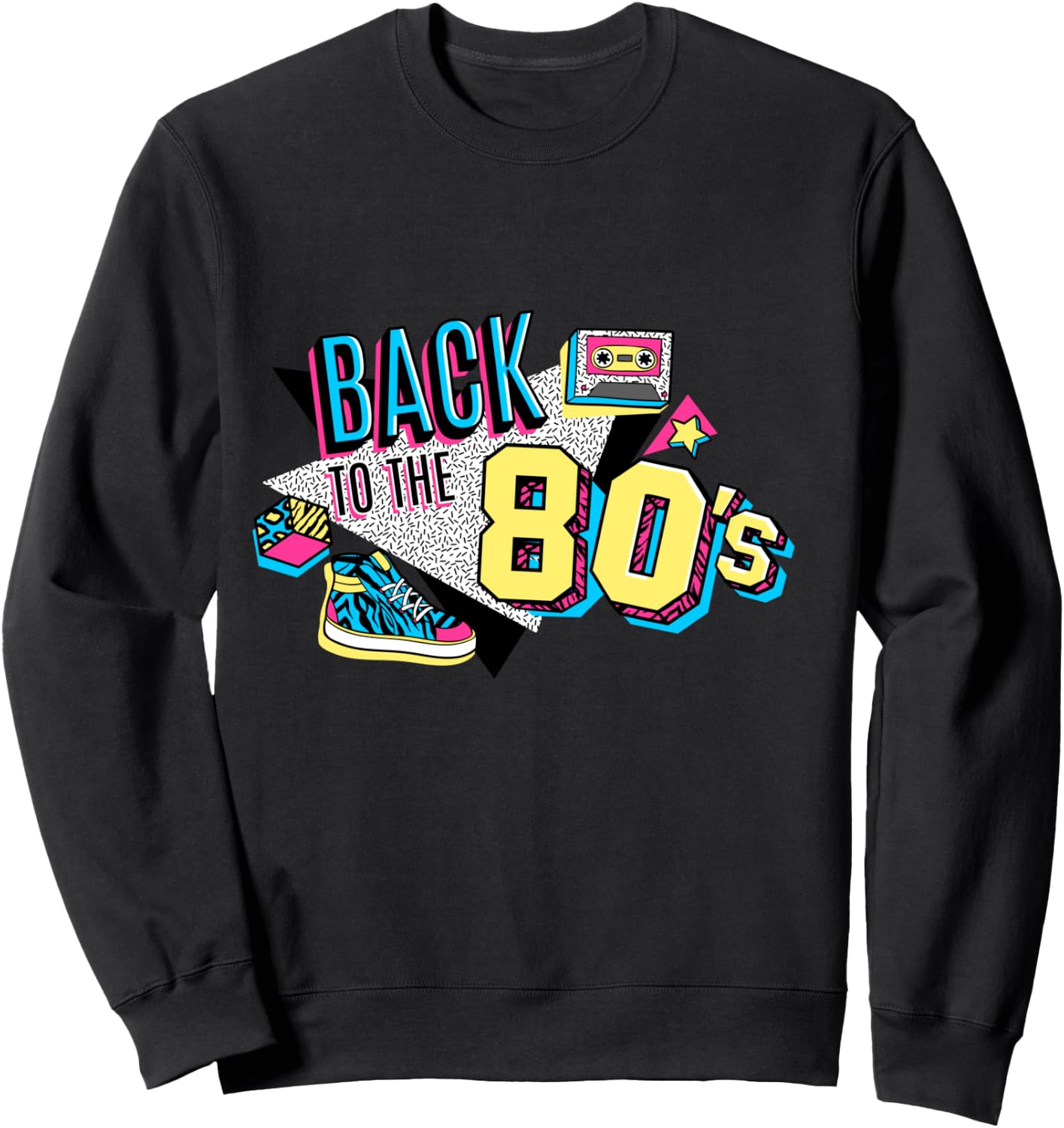 Men's Women's Kids Vintage Retro Back To 80's Outfit Graphic Sweatshirt - Sweatshirt | Black