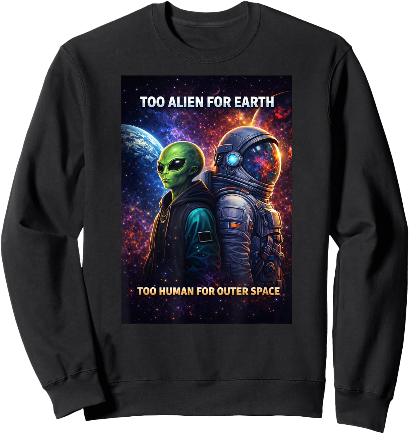 Too Alien for Earth Astronaut Sweatshirt - Sweatshirt | Black