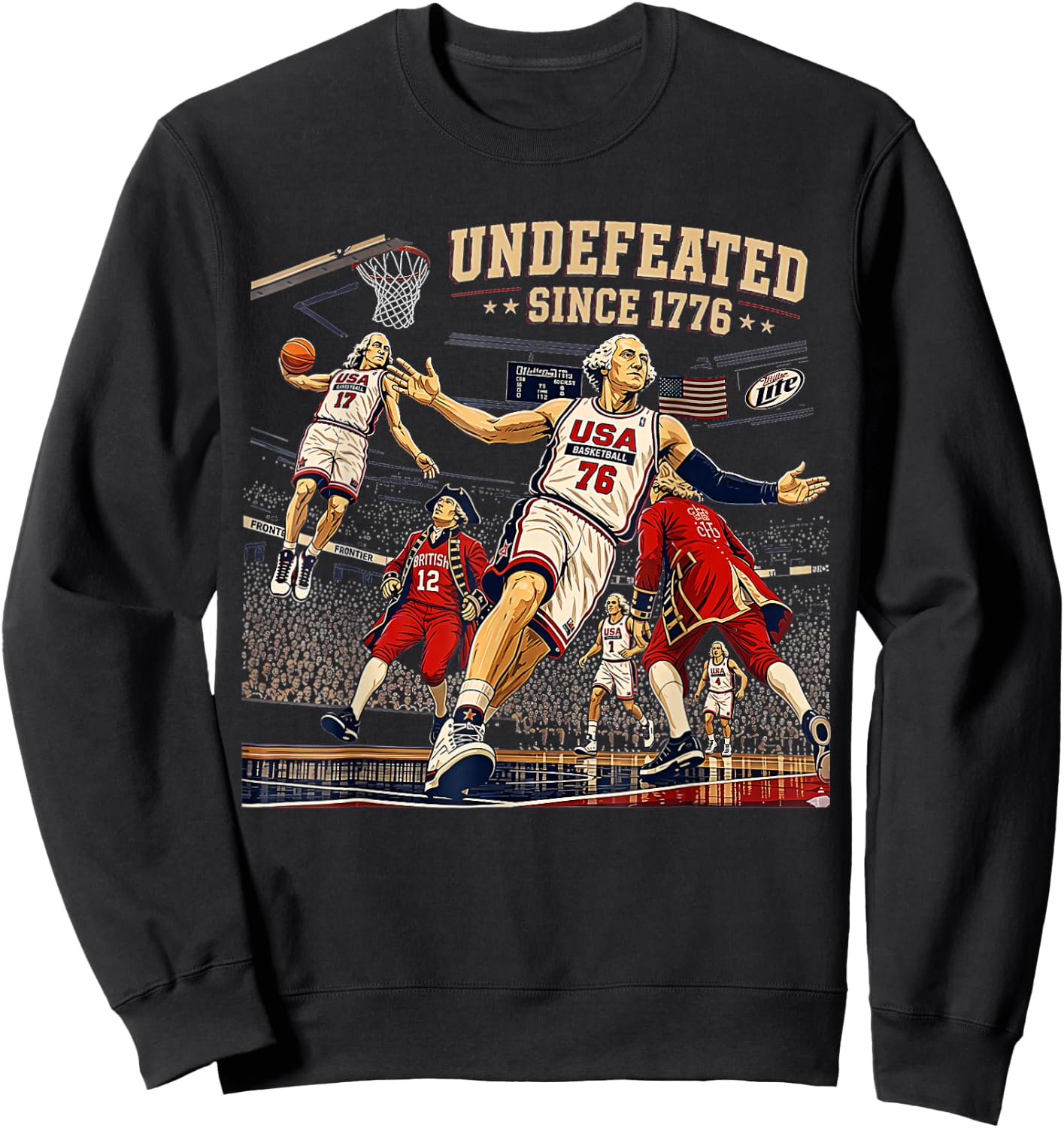 George Washington Play Basketball USA Undefeated Since 1776 Sweatshirt - Sweatshirt | Black