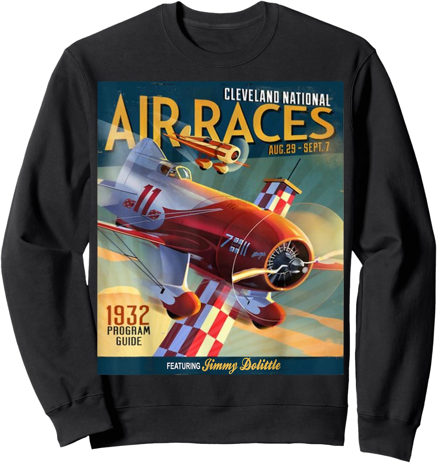 National Air Races Retro Cleveland Air Show Airplane Sweatshirt - Sweatshirt | Black