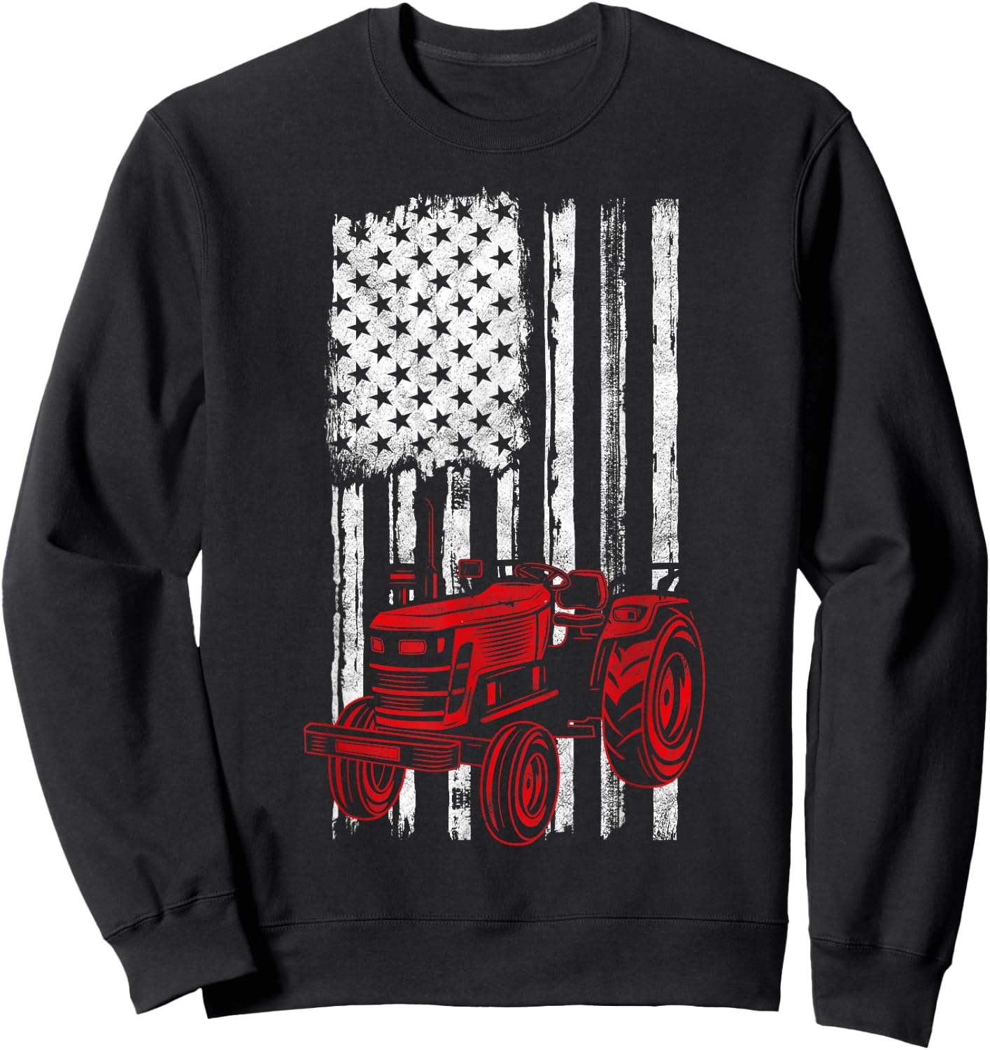 Farmer American Flag Farming Gift Usa Patriotic Tractor Sweatshirt - Sweatshirt | Black