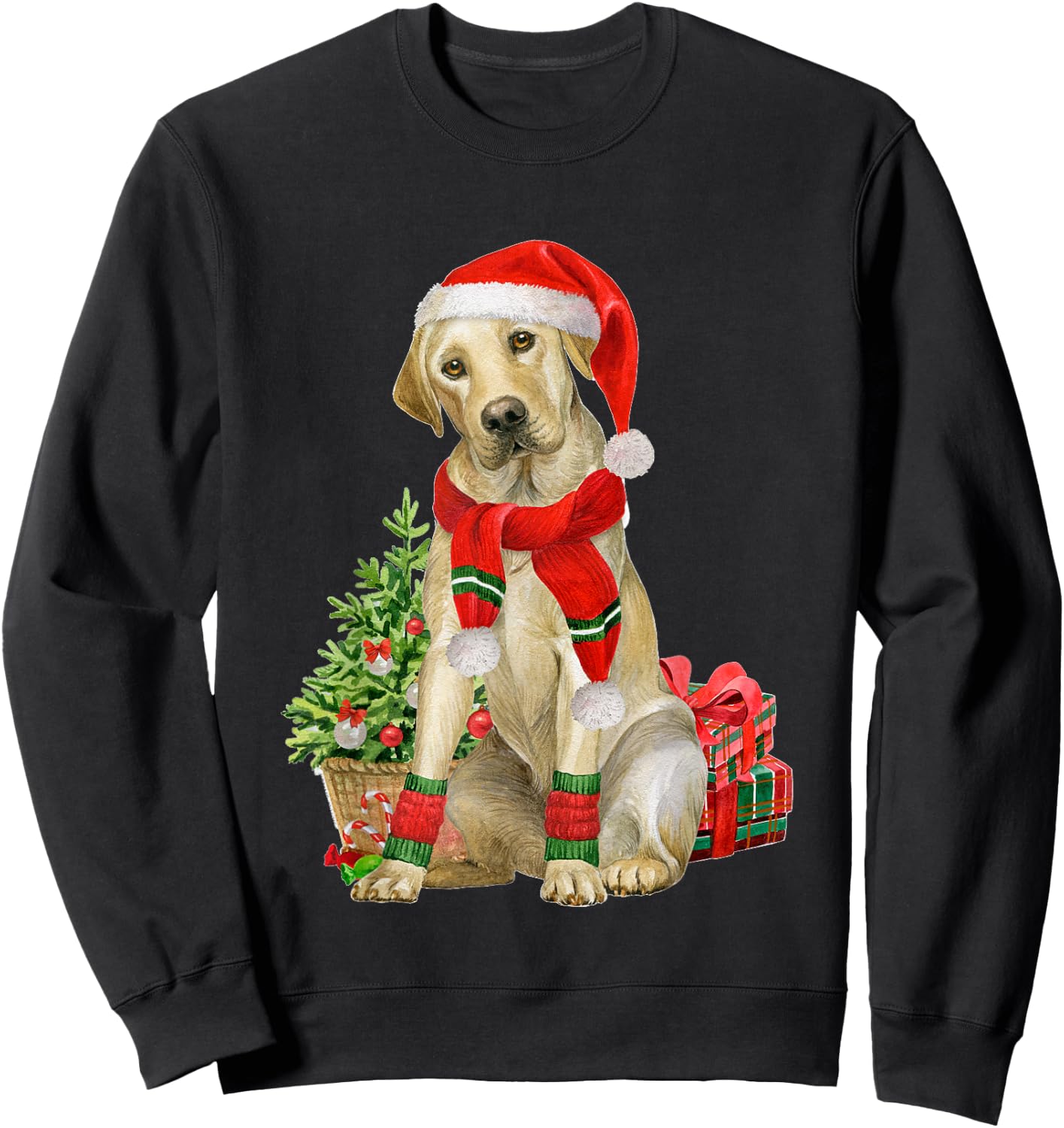 Yellow Lab Labrador Christmas Tree Dog Lover Xmas Pajama Sweatshirt - Sweatshirt | Black