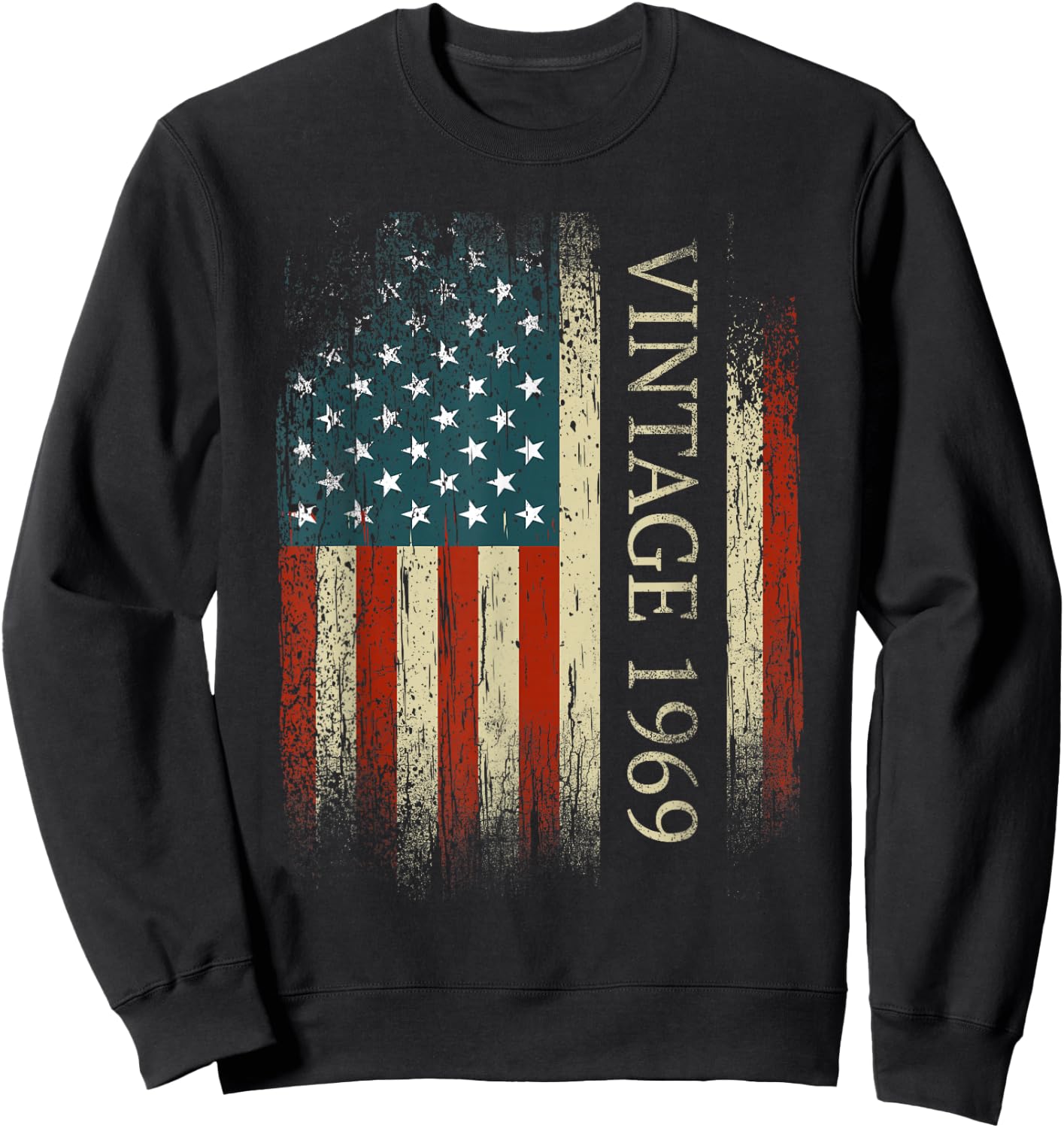 56th Birthday Vintage 1969 Usa Flag 56 Year Old Gifts Bday Sweatshirt - Sweatshirt | Black